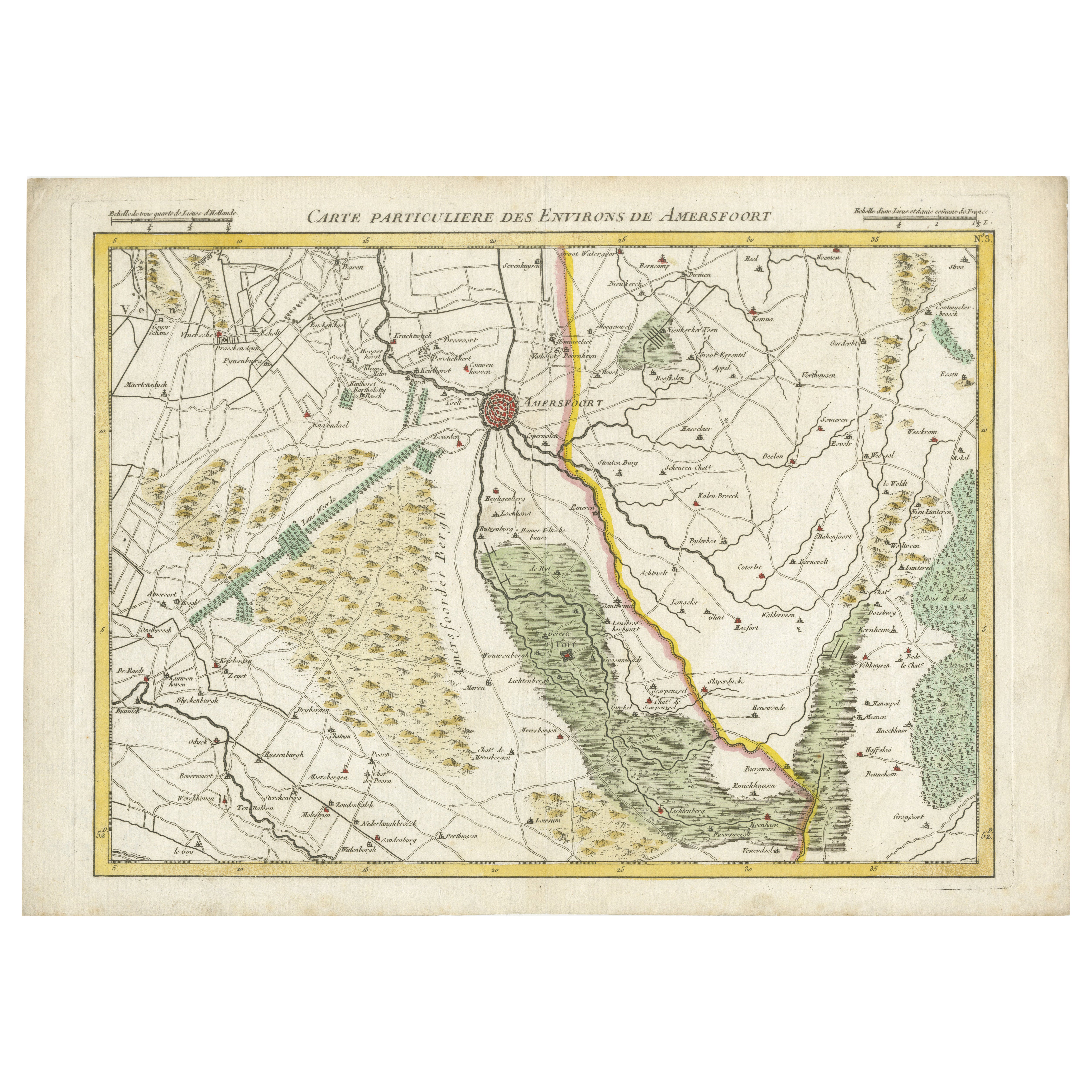 Carte de Amersfoort et contours de Covens & Mortier, publiée en 1747 en vente