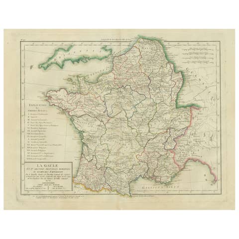 Map of Ancient Gaul & Roman Provinces: Early 19th Century - 1802 Tardieu Atlas