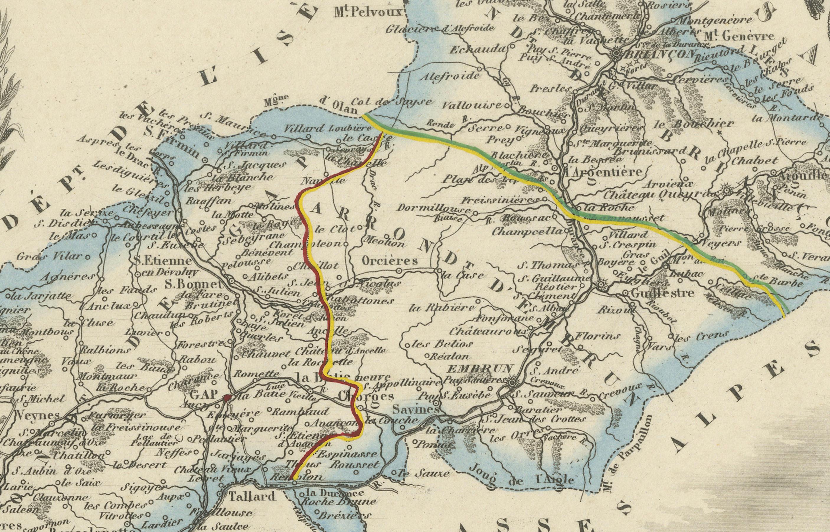 Map of Ardèche France with Annonay and Vineyards by Vuillemin, 19th c For Sale 3