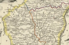 Map of Ardèche France with Annonay and Vineyards by Vuillemin, 19th c