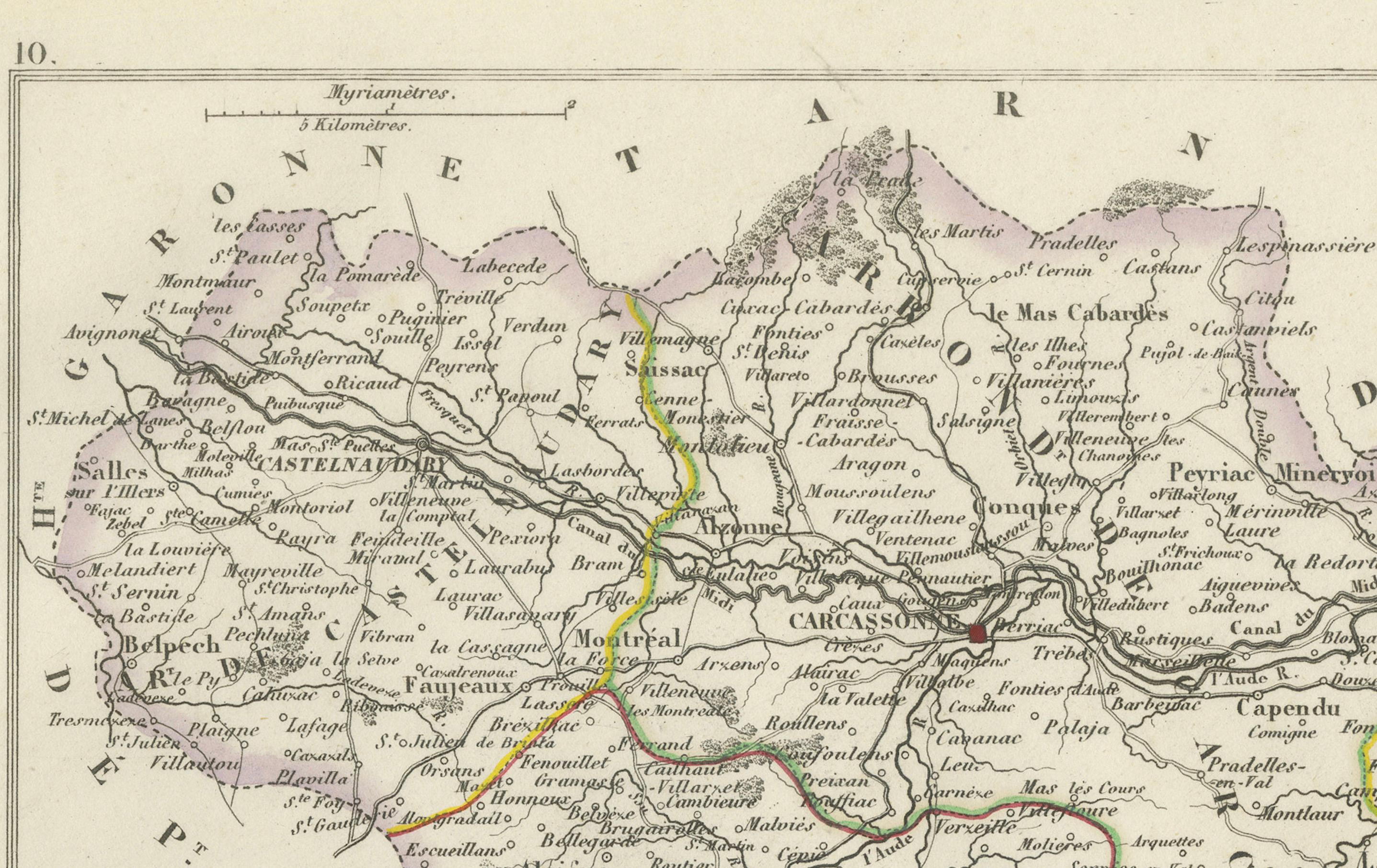 Map of Aude France with Carcassonne and Languedoc Vineyards, 19th Century

Description:
This elegant 19th-century map of Aude, a department in southern France along the Mediterranean coast, was engraved for the Nouvel Atlas Illustré and published in