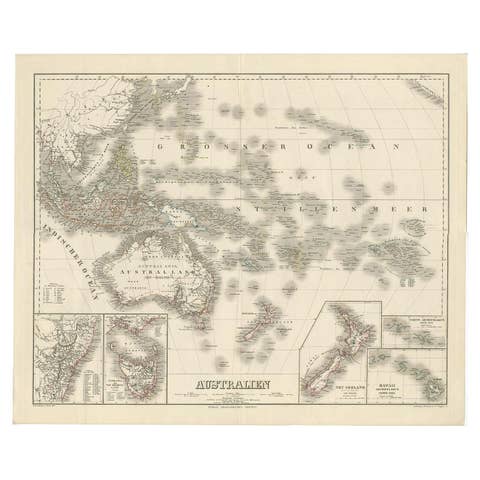 Map of Australia, New Zealand, Part of China, Japan and Southeast Asia, 1857