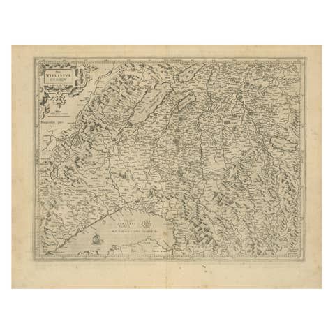 Map of Avenches Region Switzerland by Mercator, Original 1585 Engraving