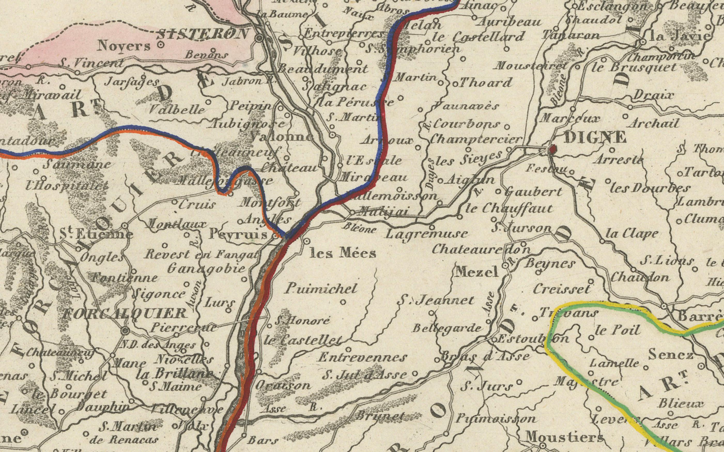 Map of Basses-Alpes France with Digne and Lavender Region by Vuillemin, 19th c

This finely engraved 19th-century map of the Basses-Alpes department of France (known today as Alpes-de-Haute-Provence) is from the renowned Nouvel Atlas Illustré by