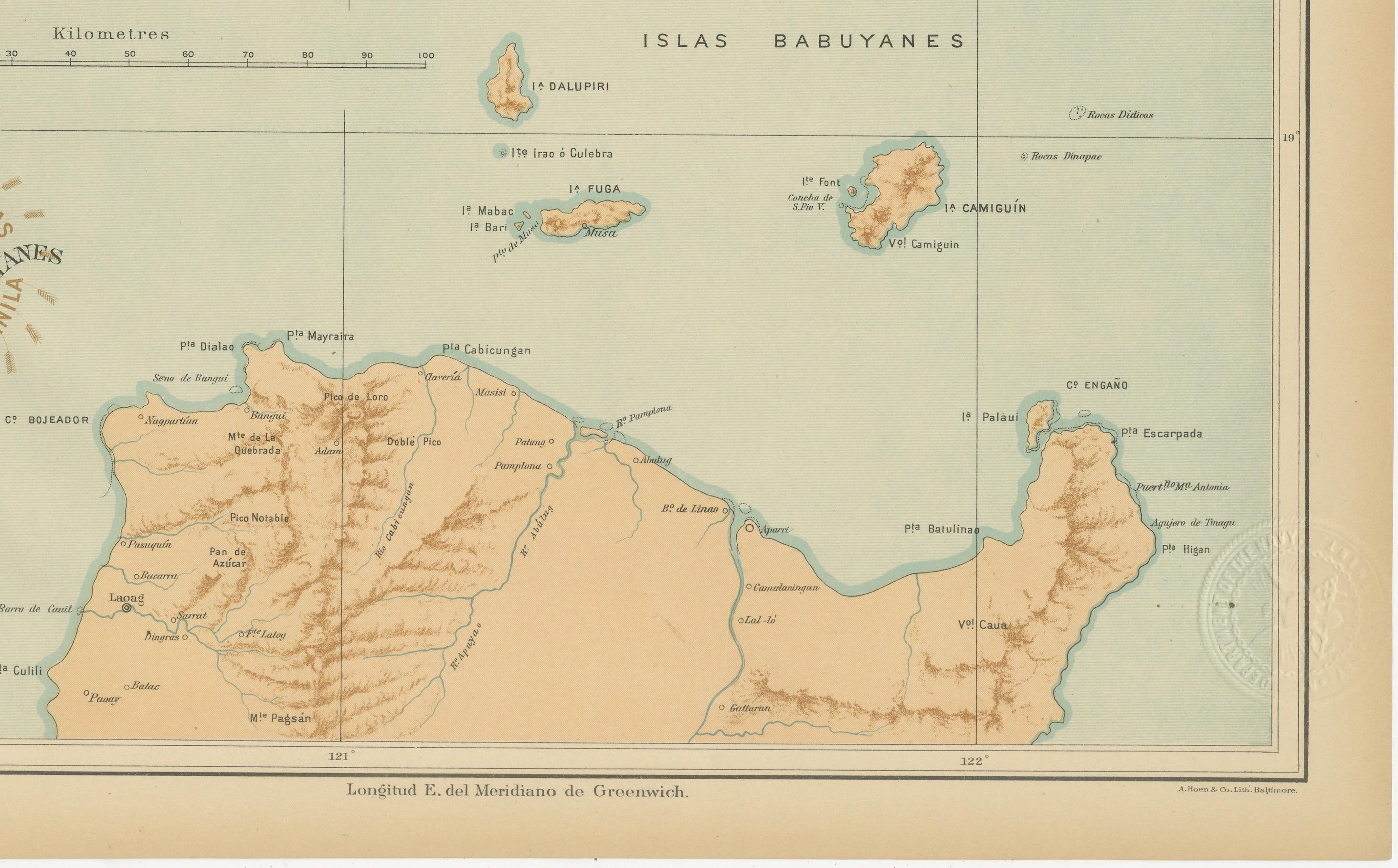 Philippine Map of Batanes and Babuyan Islands – Observatorio de Manila, 1899 For Sale