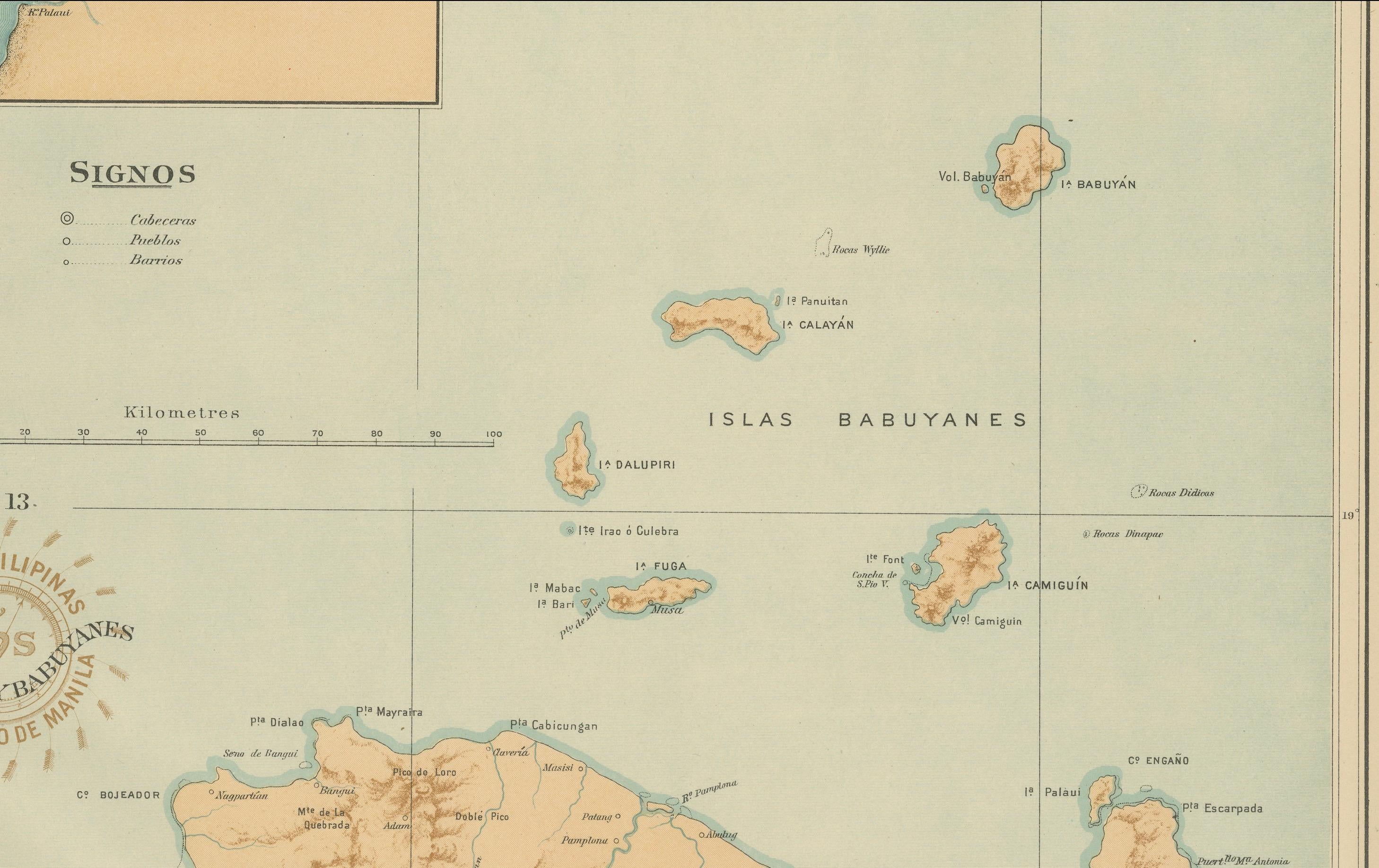 Map of Batanes and Babuyan Islands – Observatorio de Manila, 1899 In Good Condition For Sale In Langweer, NL