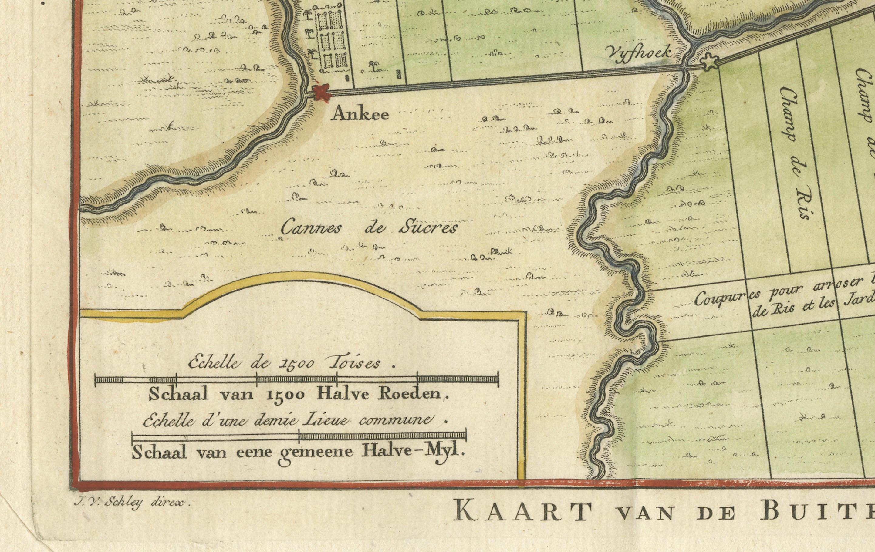 Engraved Map of Batavia’s Surroundings with Early Reference to Jakarta, Indonesia, c.1770 For Sale