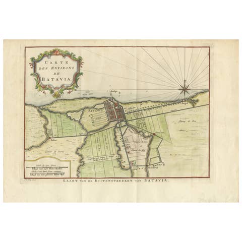 Map of Batavia’s Surroundings with Early Reference to Jakarta, Indonesia, c.1770
