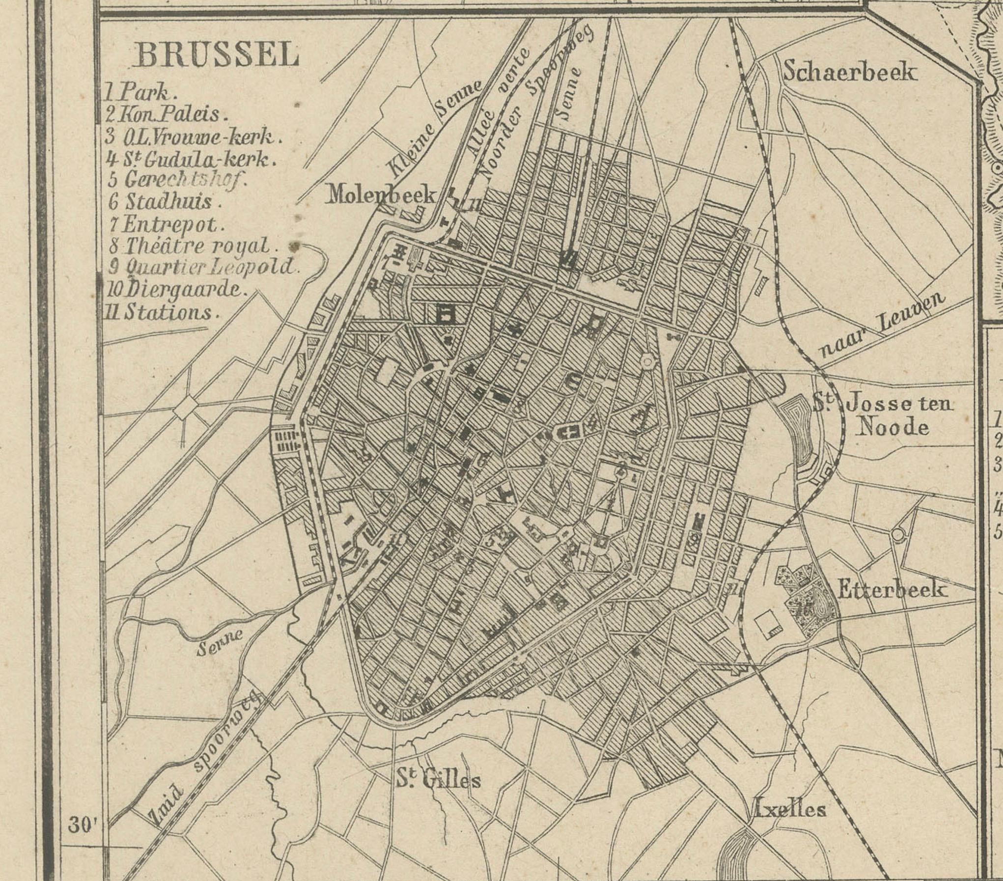 Map of Belgium and the Grand Duchy of Luxembourg, Leiden 1876