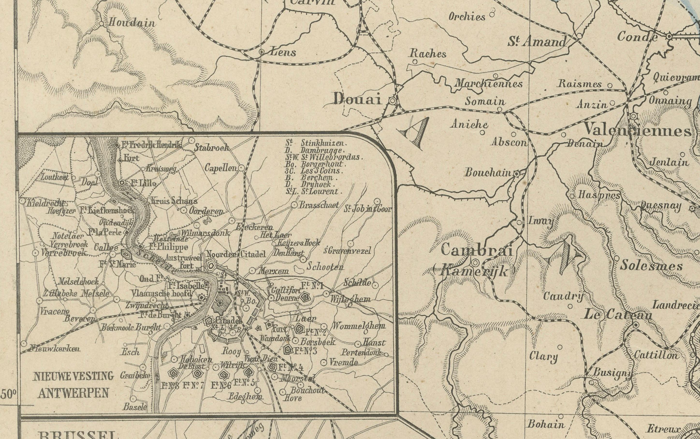 Map of Belgium and the Grand Duchy of Luxembourg, Leiden 1876