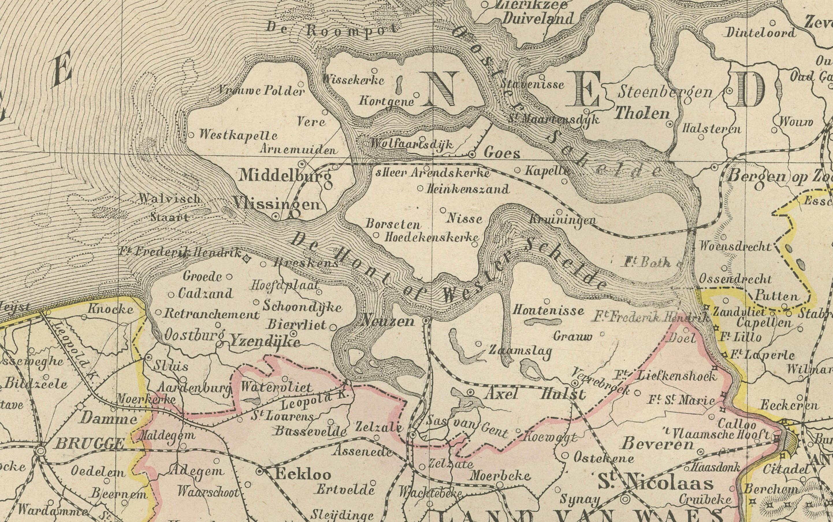 Map of Belgium and the Grand Duchy of Luxembourg, Leiden 1876