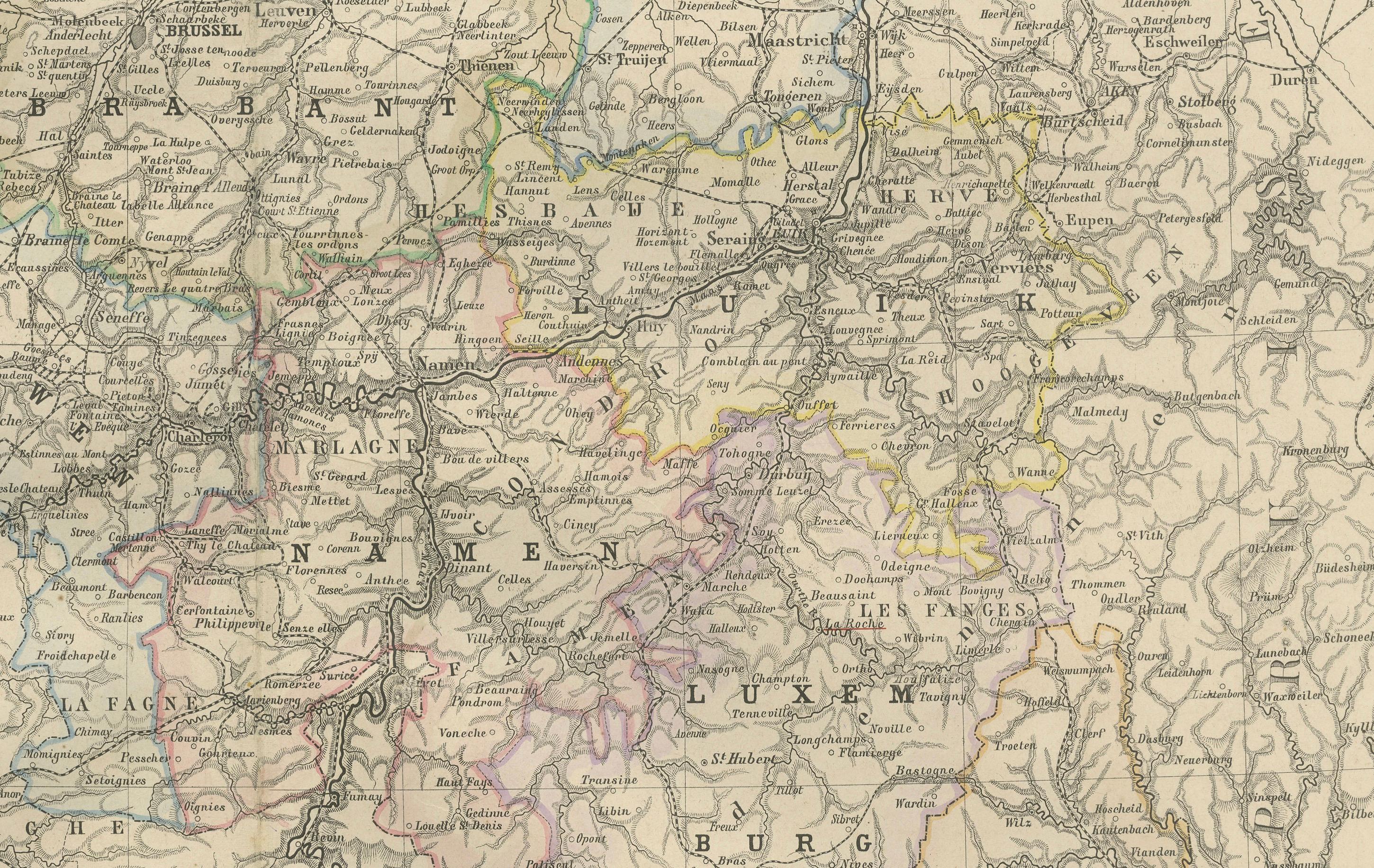 Map of Belgium and the Grand Duchy of Luxembourg, Leiden 1876