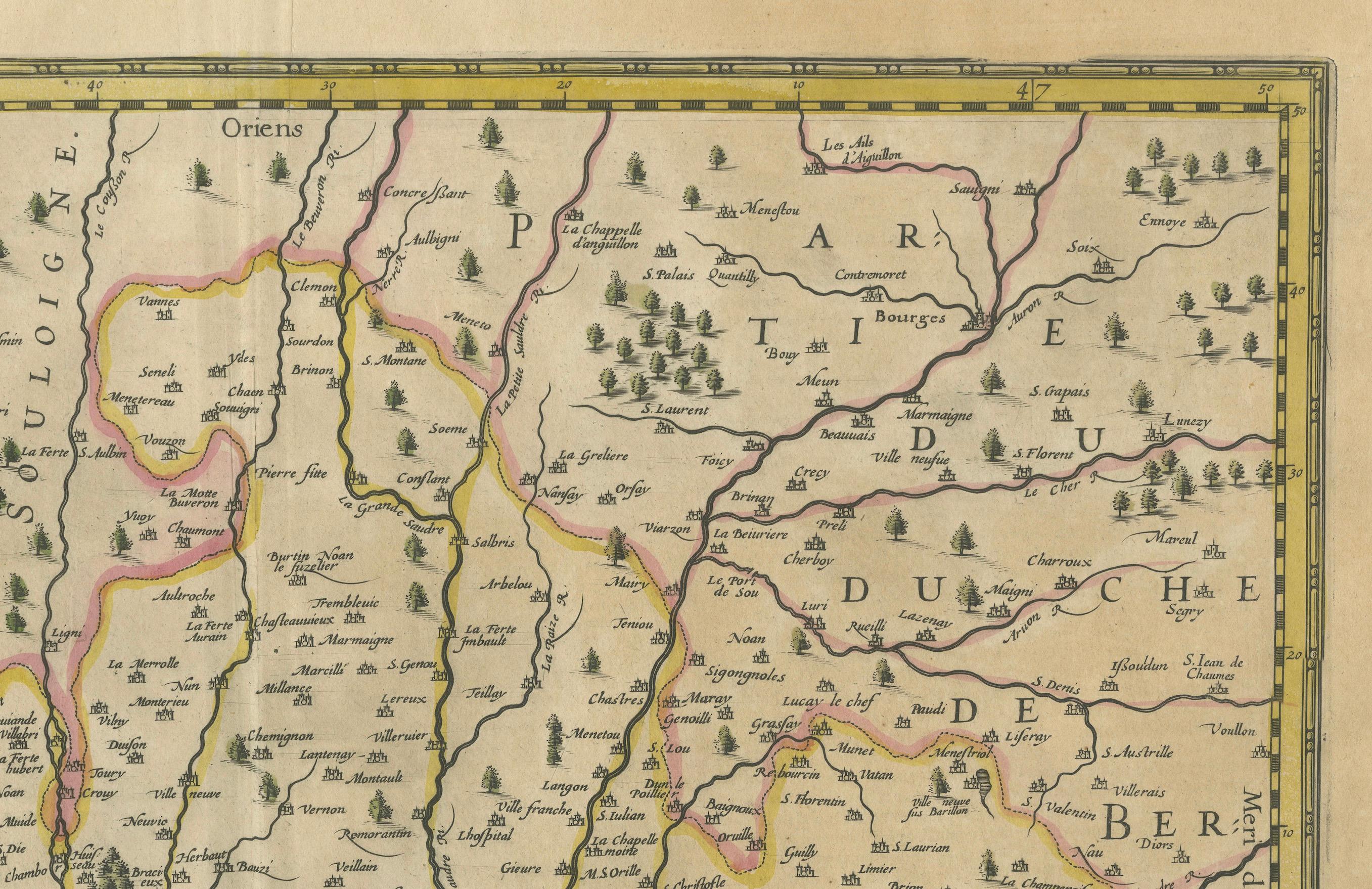Carte du Blaisois par Janssonius, 1633, Carte ancienne décorative de la vallée de la Loire

Cette carte finement détaillée et ornée de couleurs, intitulée 