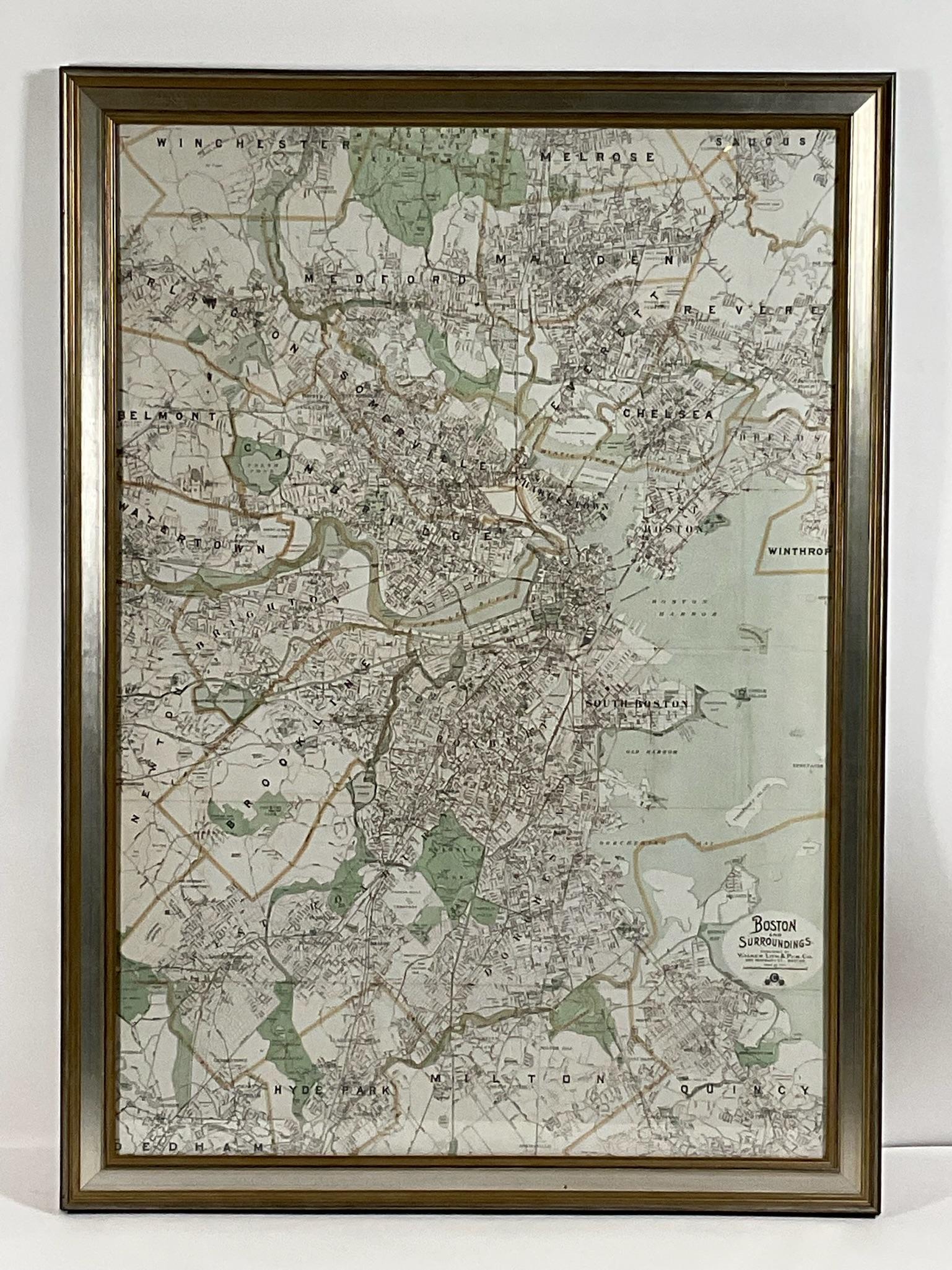 North American Map of Boston and Surrounding Towns For Sale