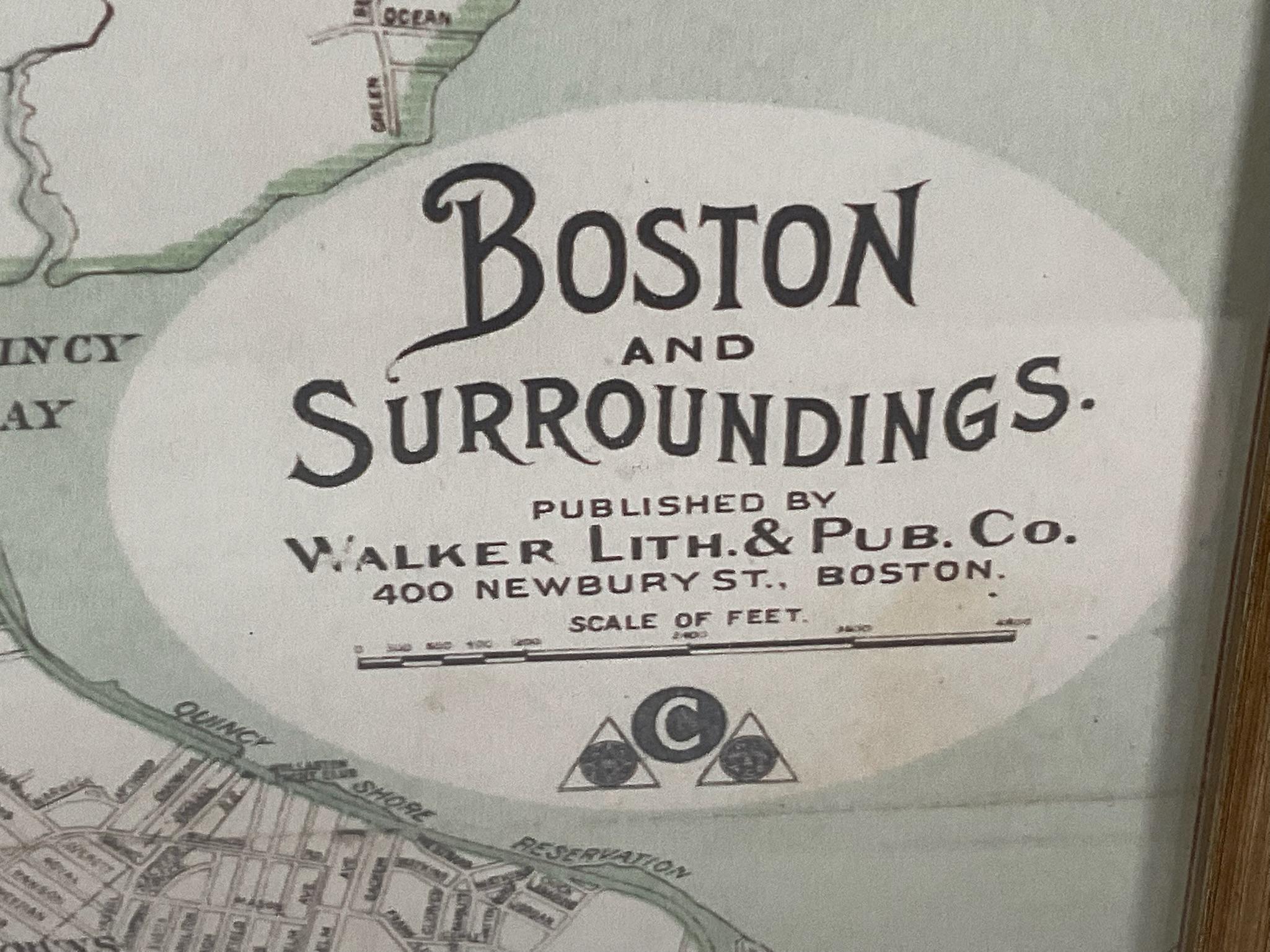 Map of Boston and Surrounding Towns In Excellent Condition For Sale In Norwell, MA