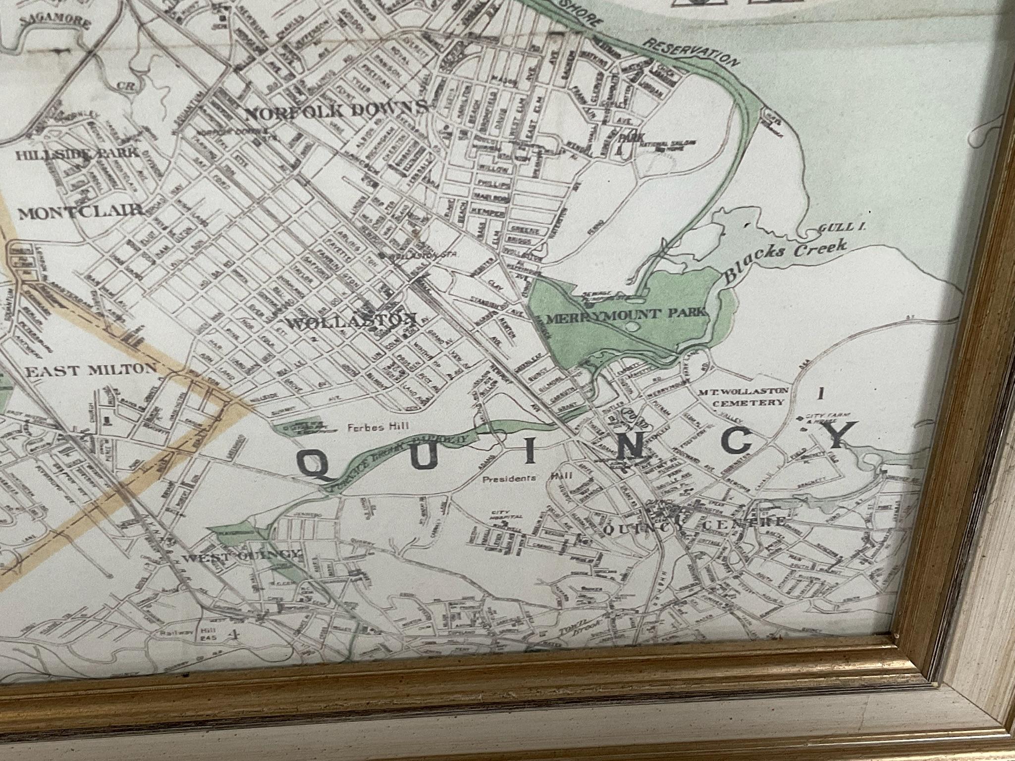 19th Century Map of Boston and Surrounding Towns For Sale