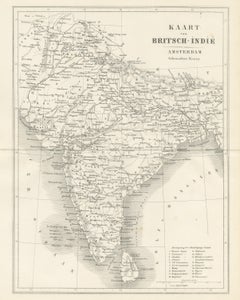 Map of British India with Princely States and Railways, Antique Map, 1859