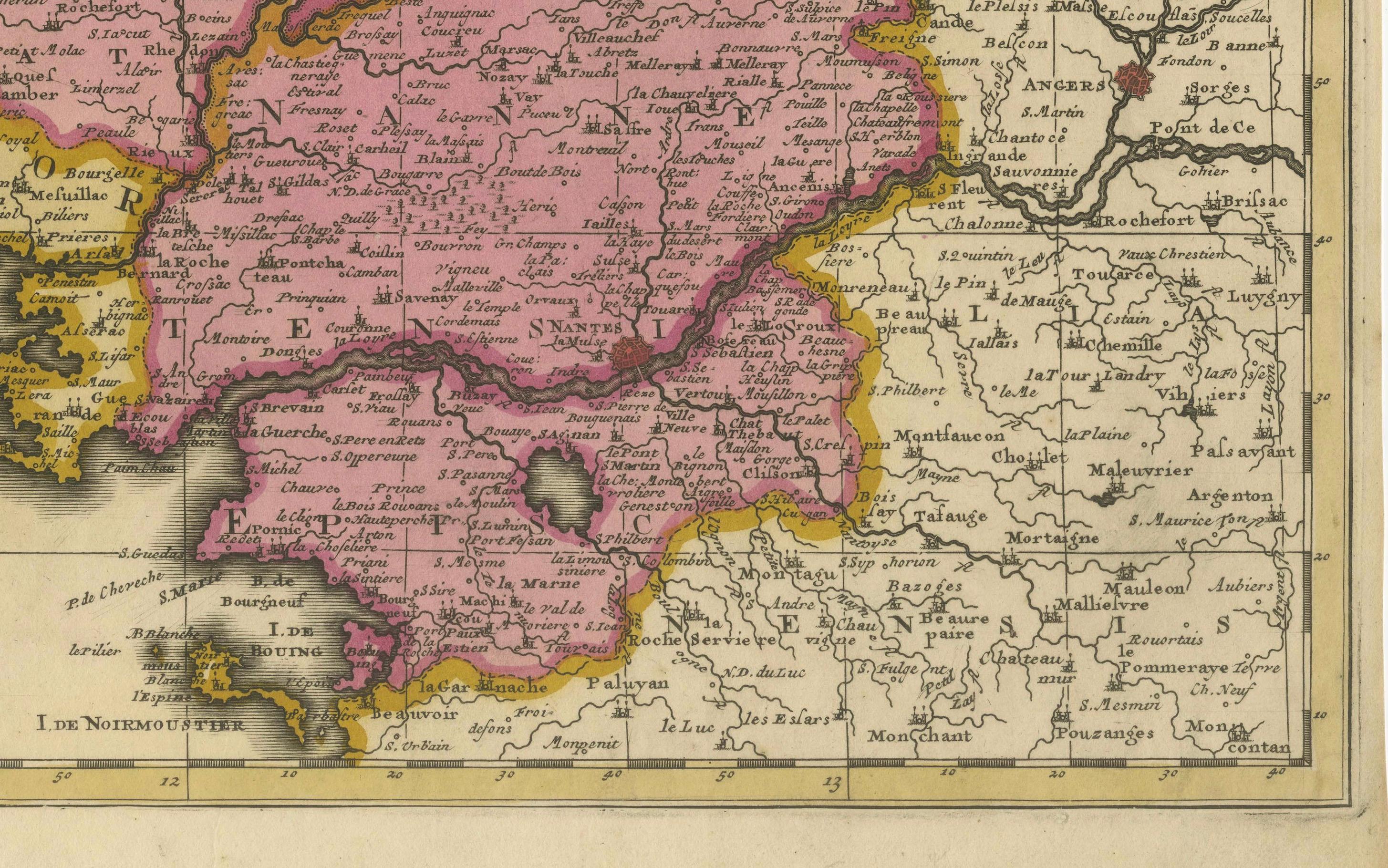 Map of Brittany and Western France by Gerard Valk, circa 1690 (Niederländisch) im Angebot