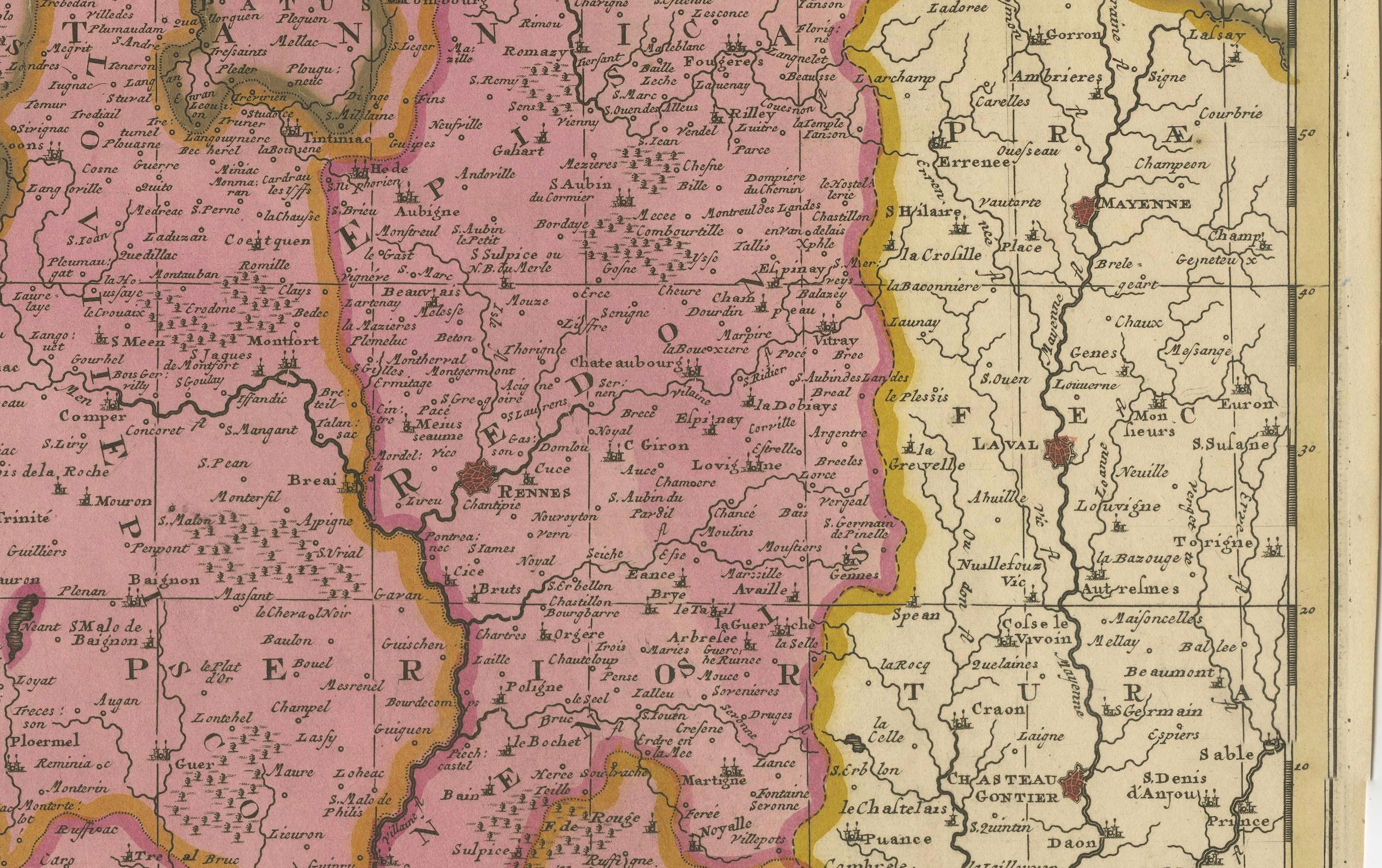 Map of Brittany and Western France by Gerard Valk, circa 1690 (Graviert) im Angebot