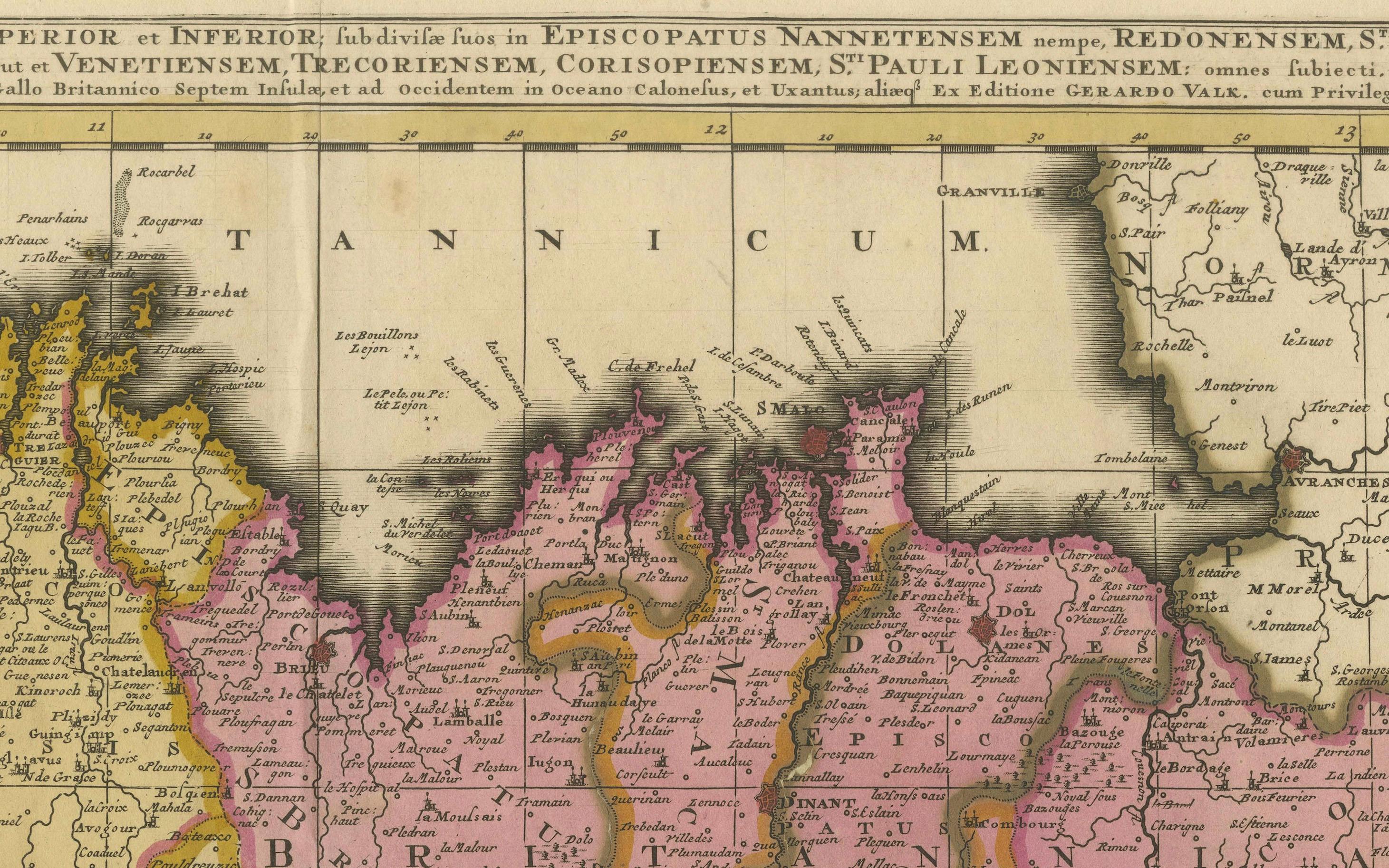 Map of Brittany and Western France by Gerard Valk, circa 1690 (17. Jahrhundert) im Angebot