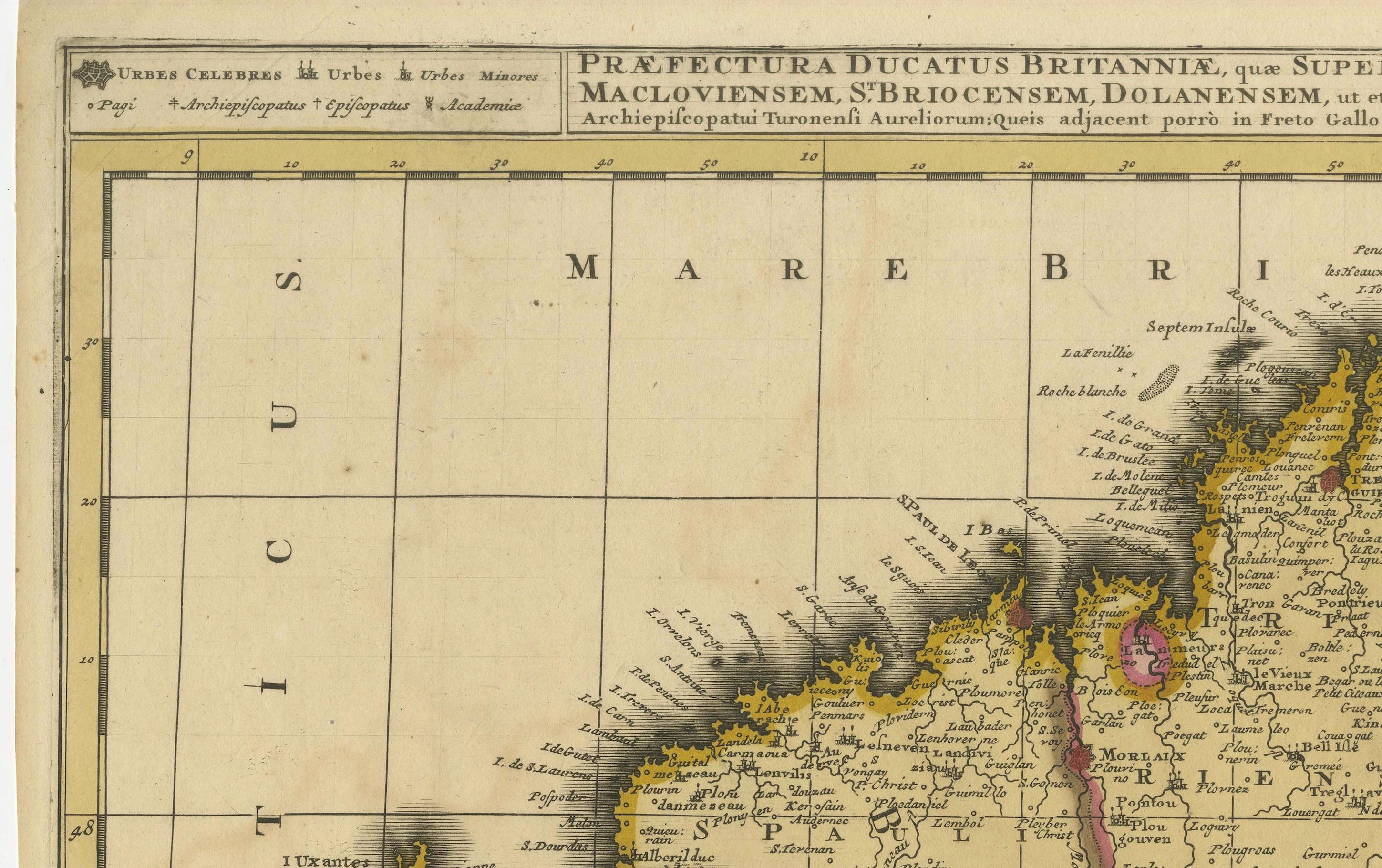 Map of Brittany and Western France by Gerard Valk, circa 1690 (Papier) im Angebot