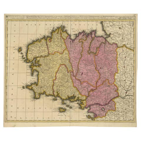 Map of Brittany and Western France by Gerard Valk, circa 1690