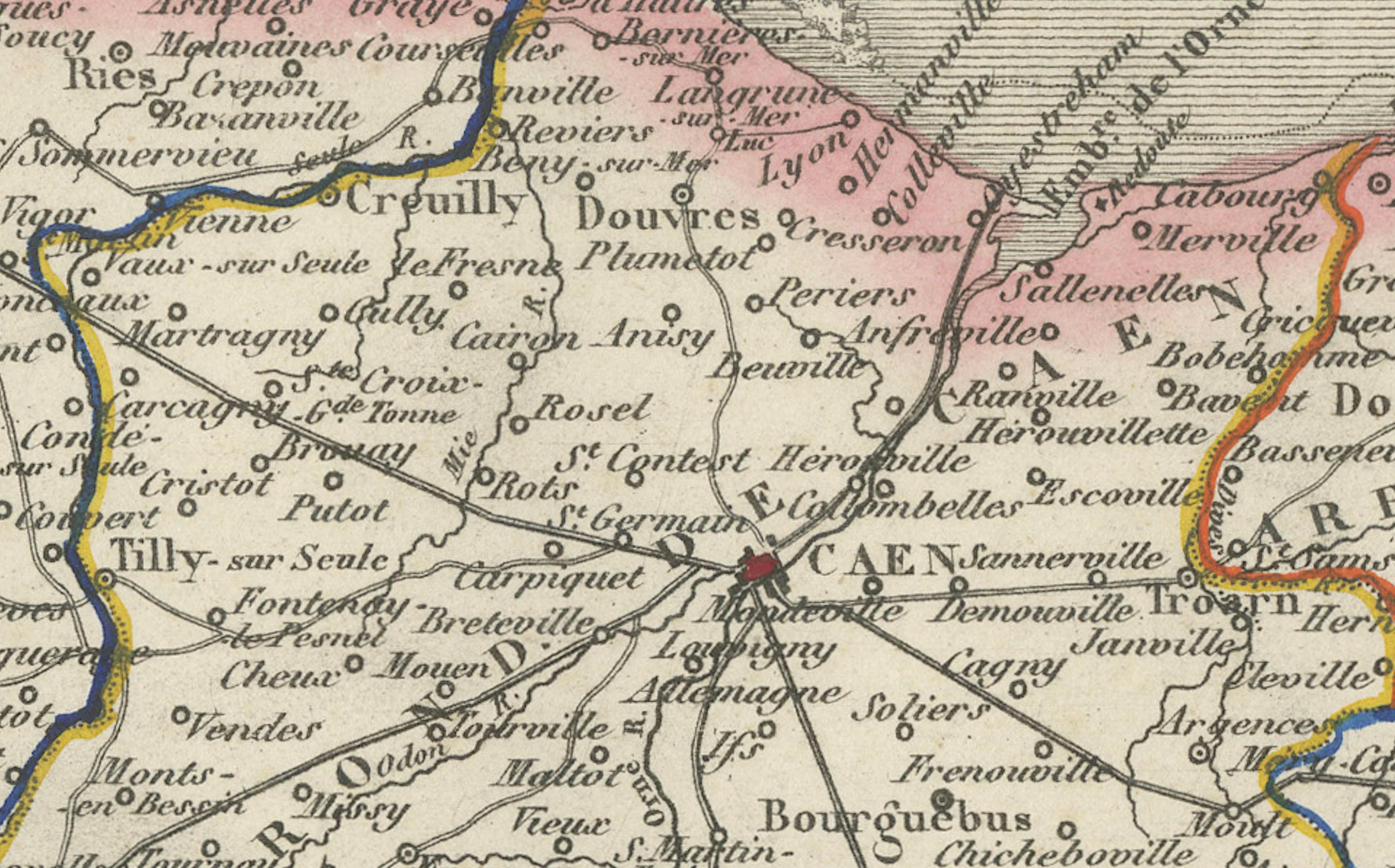 Map of Calvados France with Caen and Cider-Brandy Region, 19th Century

Description:
This finely engraved 19th-century map of the Calvados department in Normandy, northwestern France, comes from the *Nouvel Atlas Illustré* published in Paris by