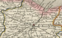 Map of Calvados France with Caen and Cider-Brandy Region, 19th Century
