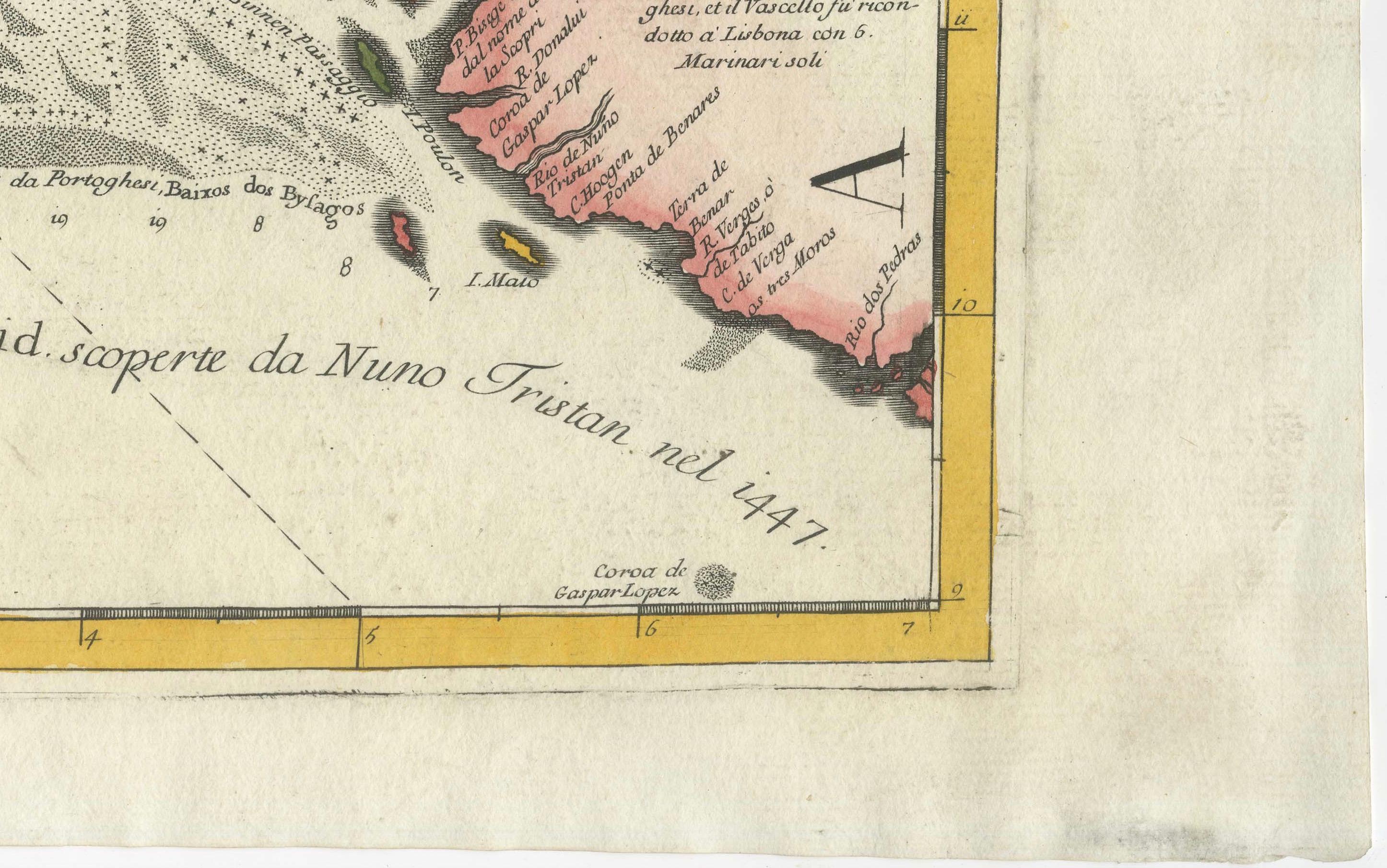 Engraved Map of Cape Verde and the Mouth of the River Niger by Coronelli, 1691 For Sale
