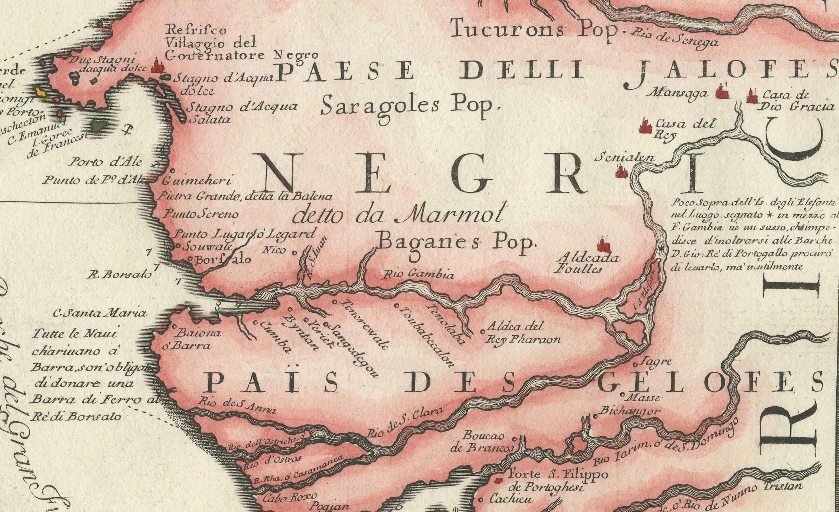 Paper Map of Cape Verde and the Mouth of the River Niger by Coronelli, 1691 For Sale
