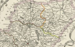 Map of Charente France with Cognac Region and Château de La Rochefoucauld, 1850