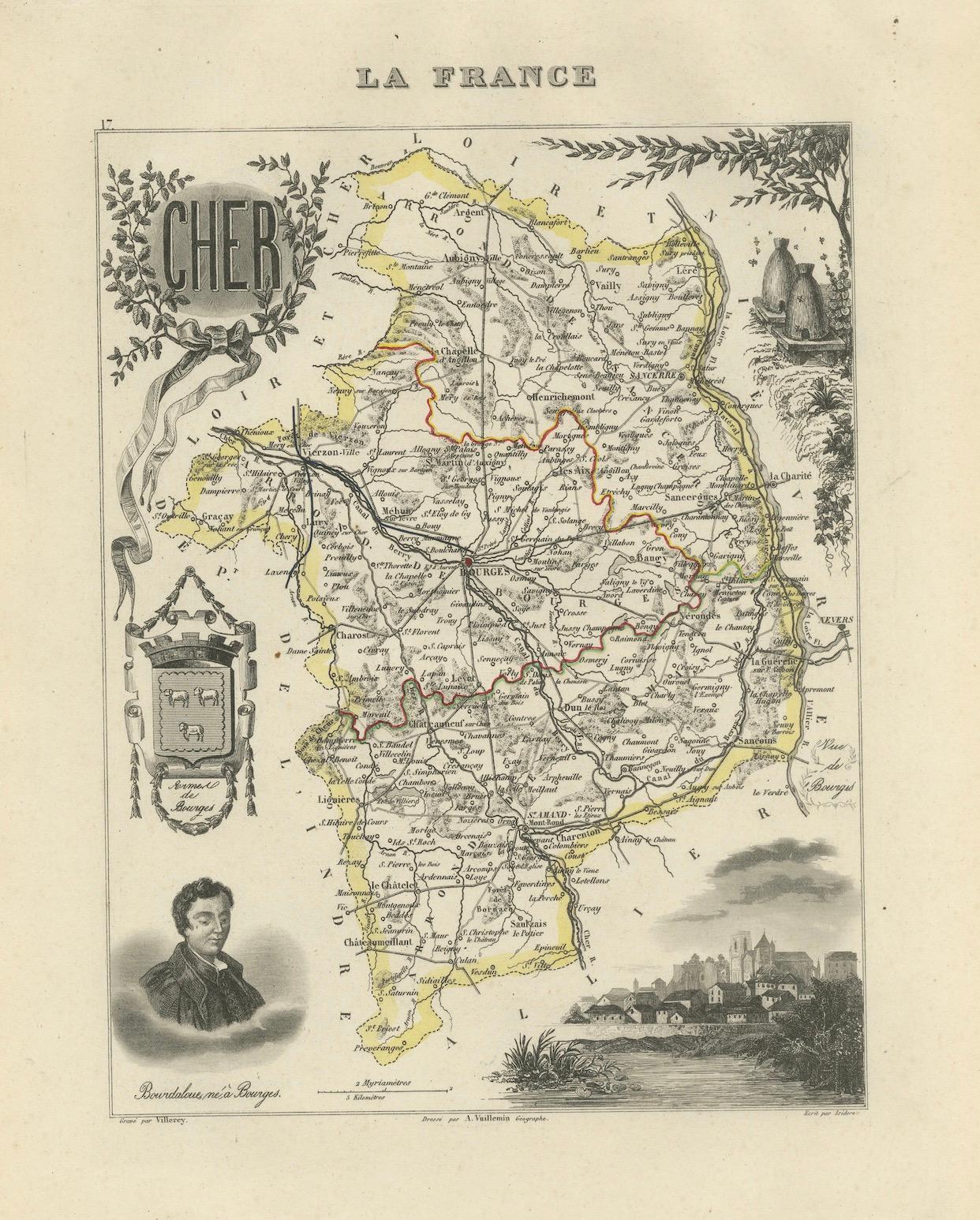 Map of Charente-Inférieure France with La Rochelle and Coastal Vineyards, 19th c

Description:
This decorative 19th-century map of the former department of Charente-Inférieure, now known as Charente-Maritime, was published in Paris by Migeon as part