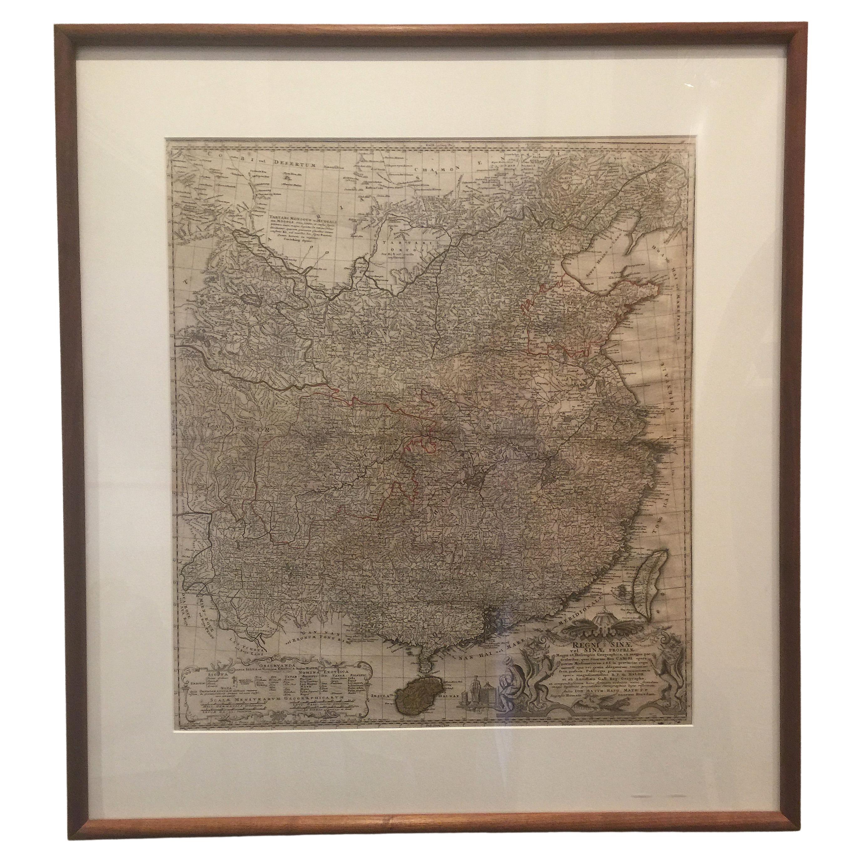 Framed Map of China For Sale
