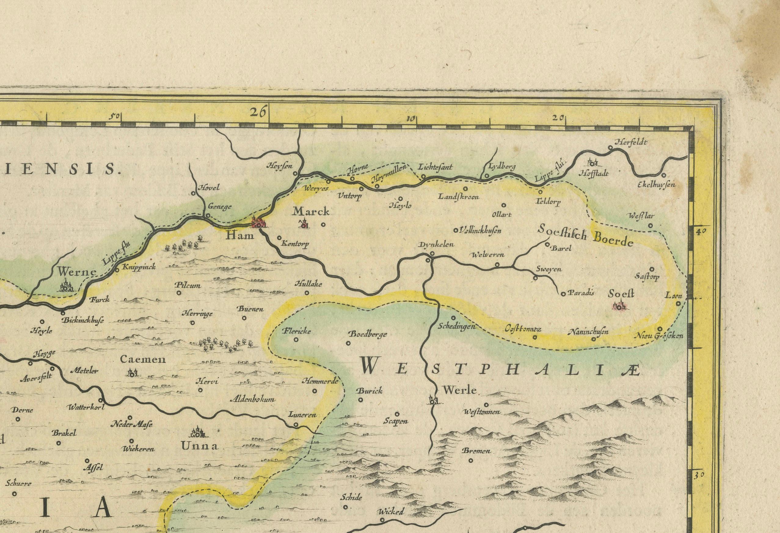XVII secolo Mappa del Comitatus Marchia et Ravensberg: Contee storiche in Germania, c.1660 in vendita