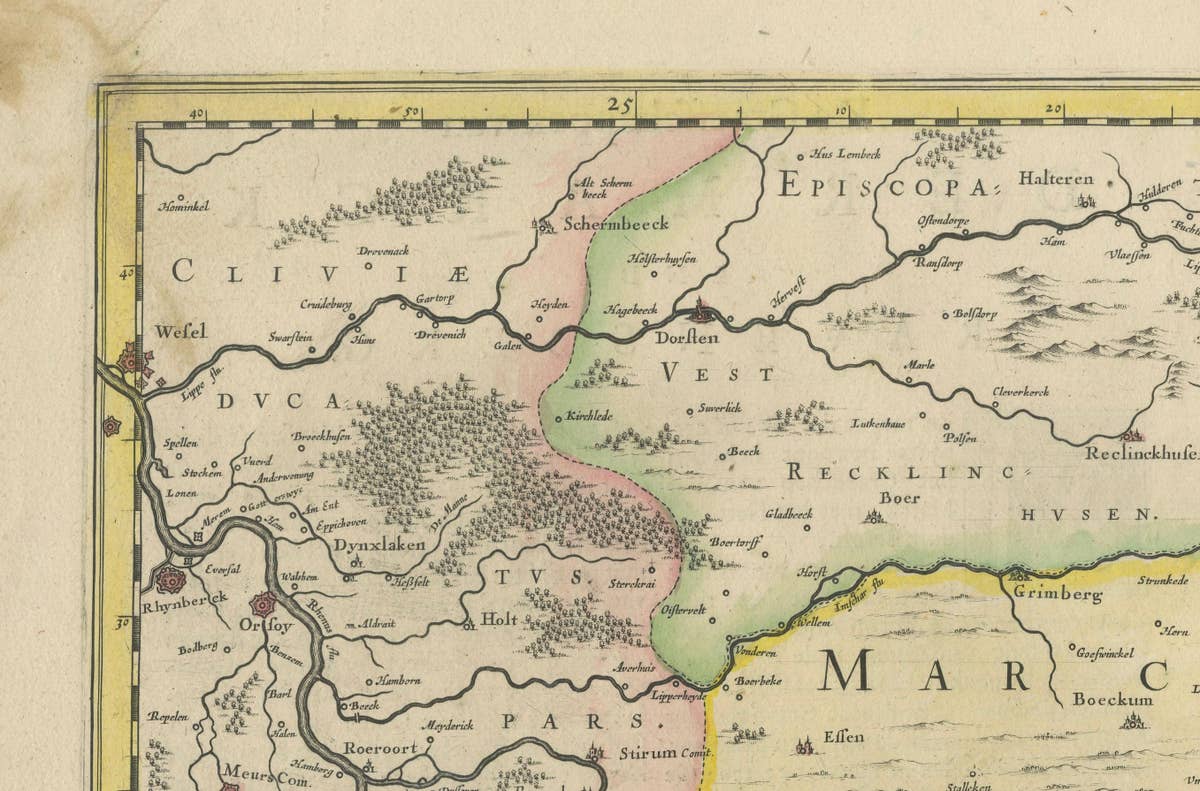 Map of Comitatus Marchia et Ravensberg: Historical Counties in Germany, c.1660