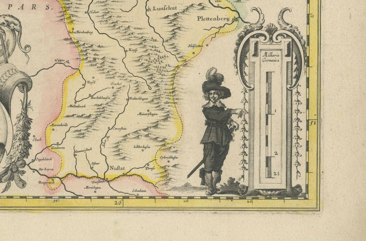 Map of Comitatus Marchia et Ravensberg: Historical Counties in Germany, c.1660