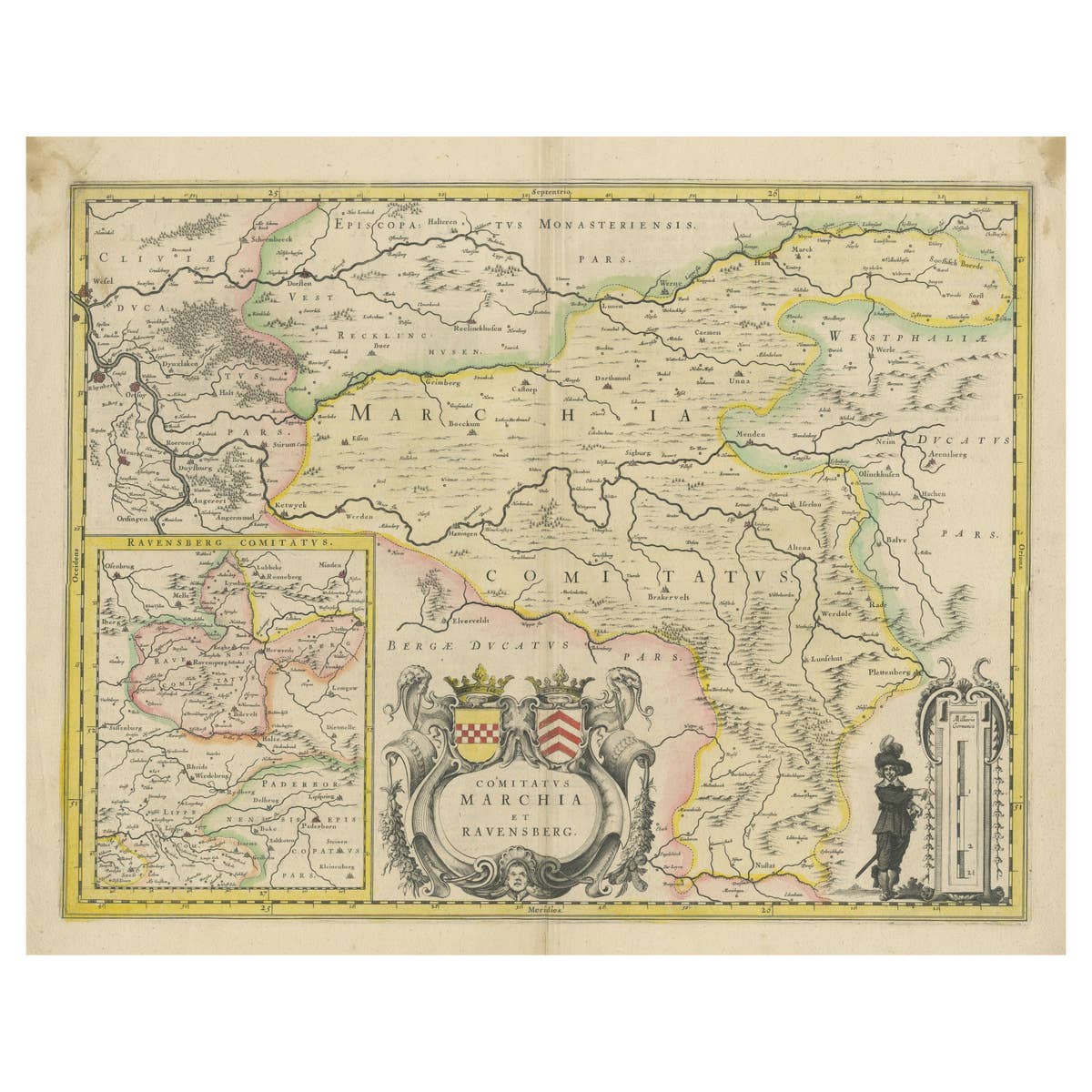 Map of Comitatus Marchia et Ravensberg: Historical Counties in Germany, c.1660