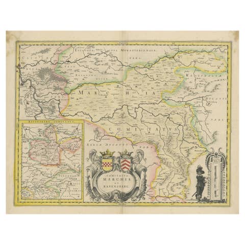 Map of Comitatus Marchia et Ravensberg: Historical Counties in Germany, c.1660