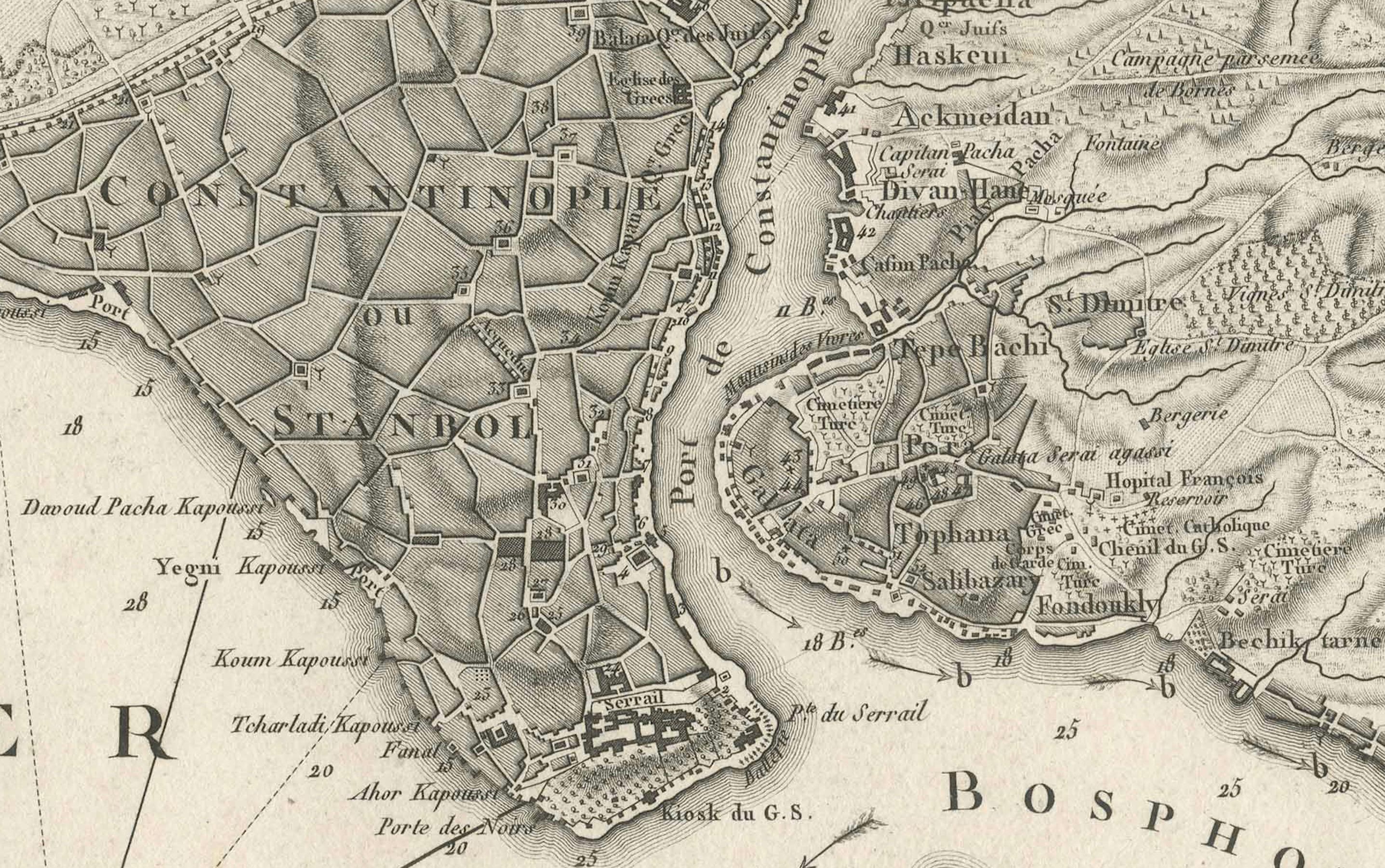 Papier Carte de Constantinople, Bosphore, les côtes de la Grèce et l' Archipelago, 1785 en vente