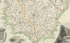 Map of Corrèze France with Brive, Tulle and Dordogne River Landscape, c.1850
