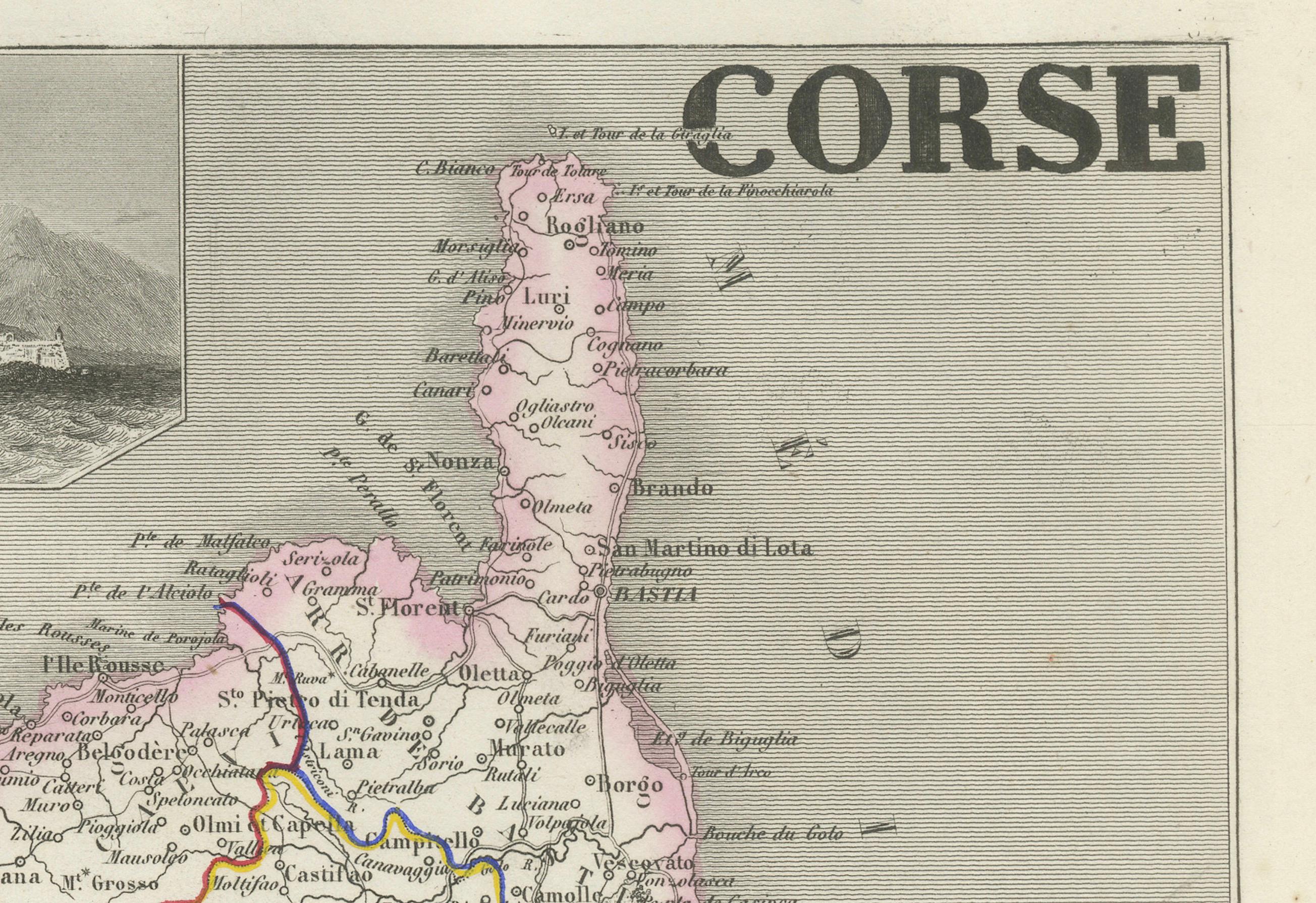 Map of Corsica France with Ajaccio and Napoleon Portraits, 19th Century

Description:
This finely engraved 19th-century map of Corsica, the Mediterranean island region of France, was created by Alexandre Vuillemin and published by Migeon in Paris