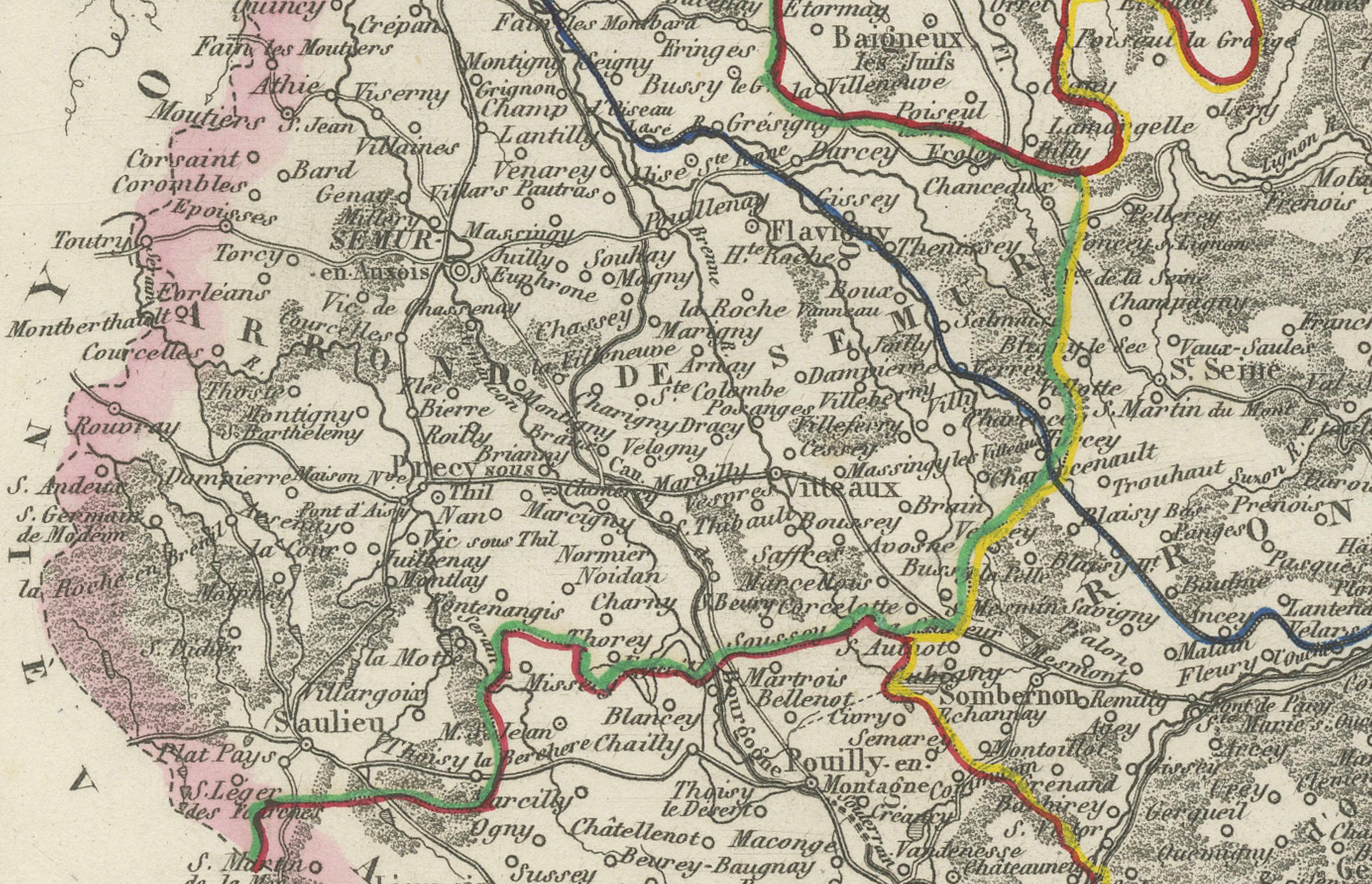 Map of Côte-d'Or France with Dijon and Burgundy Wine Region, 19th Century

Description:
This beautifully engraved 19th-century map of Côte-d'Or, located in the historic region of Burgundy, was drawn by Alexandre Vuillemin and published by Migeon in