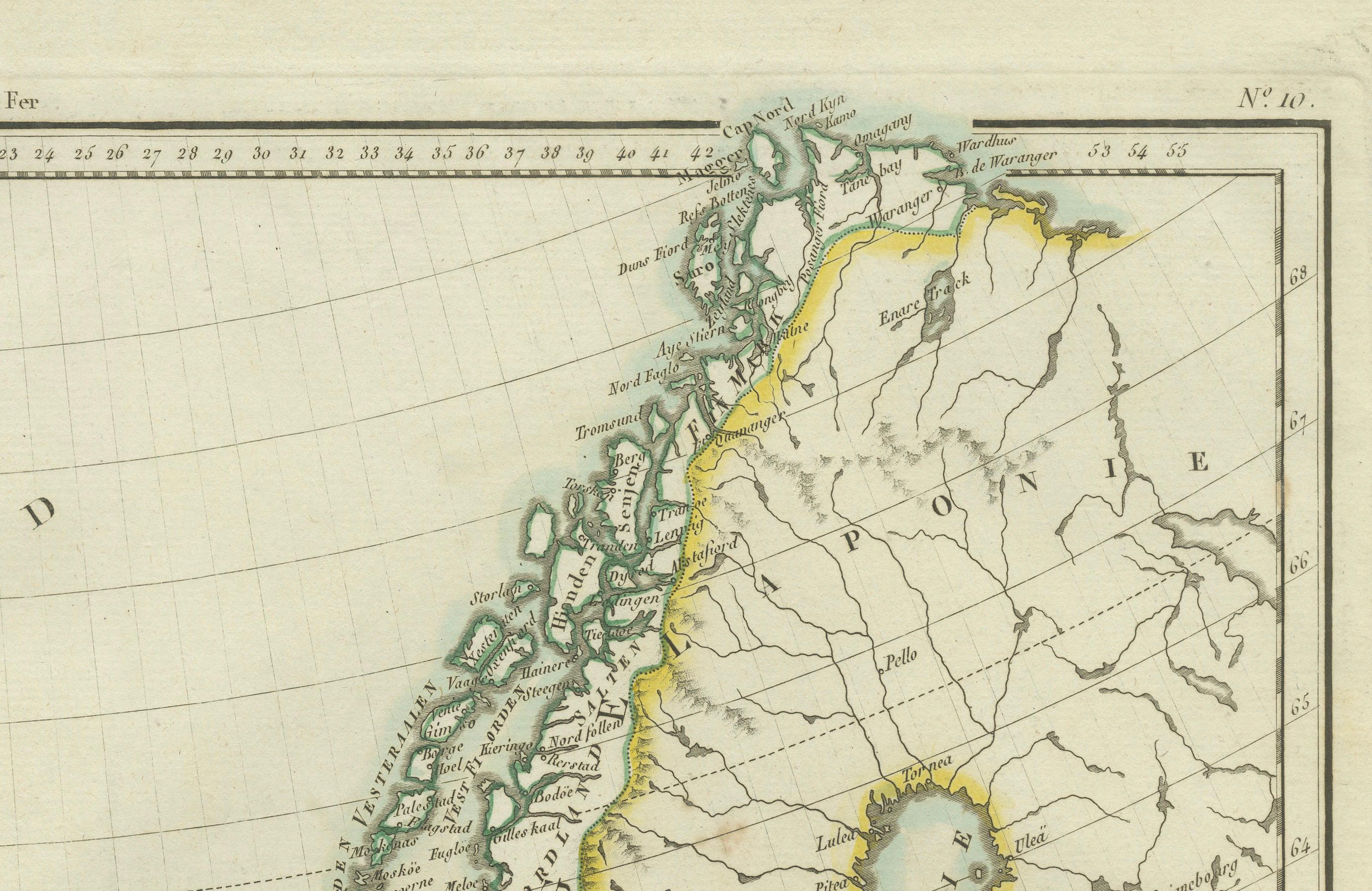 Map of Denmark, Norway & Iceland: frühes 19. Jahrhundert aus dem Tardieu Atlas von 1802 im Zustand „Gut“ im Angebot in Langweer, NL