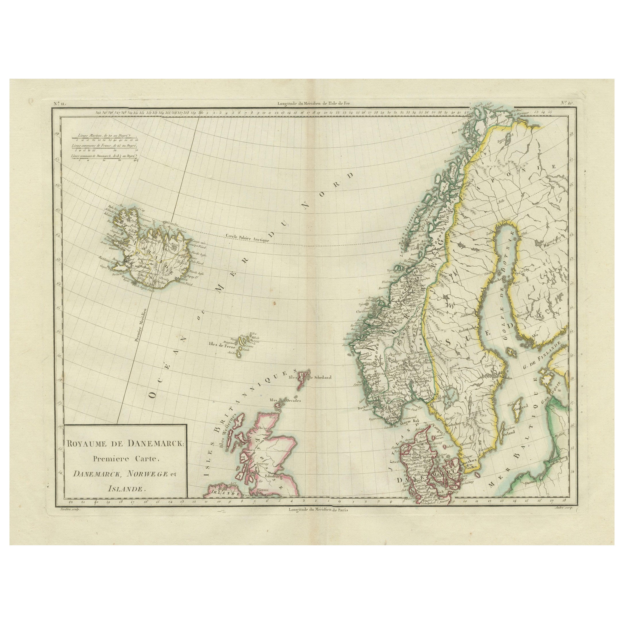 Mapa de Dinamarca, Noruega e Islandia: Principios del siglo XIX del Atlas Tardieu de 1802