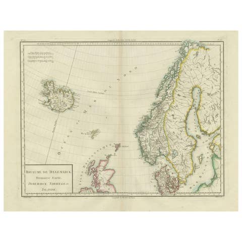 Map of Denmark, Norway & Iceland: Early 19th Century from the 1802 Tardieu Atlas