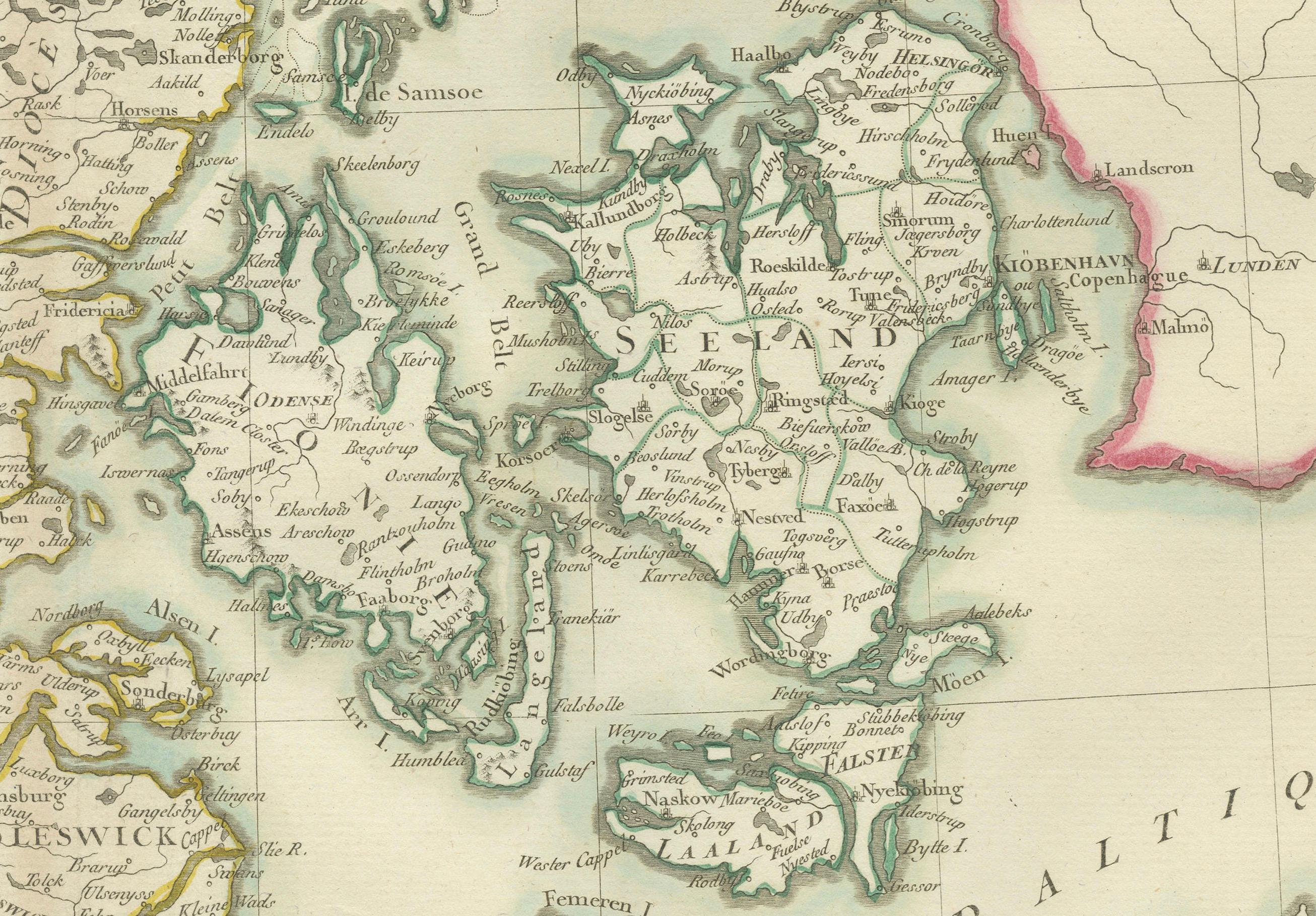 Carte du Danemark et du Jutland : Début du 19e siècle d'après l'Atlas Tardieu de 1802 en vente 1