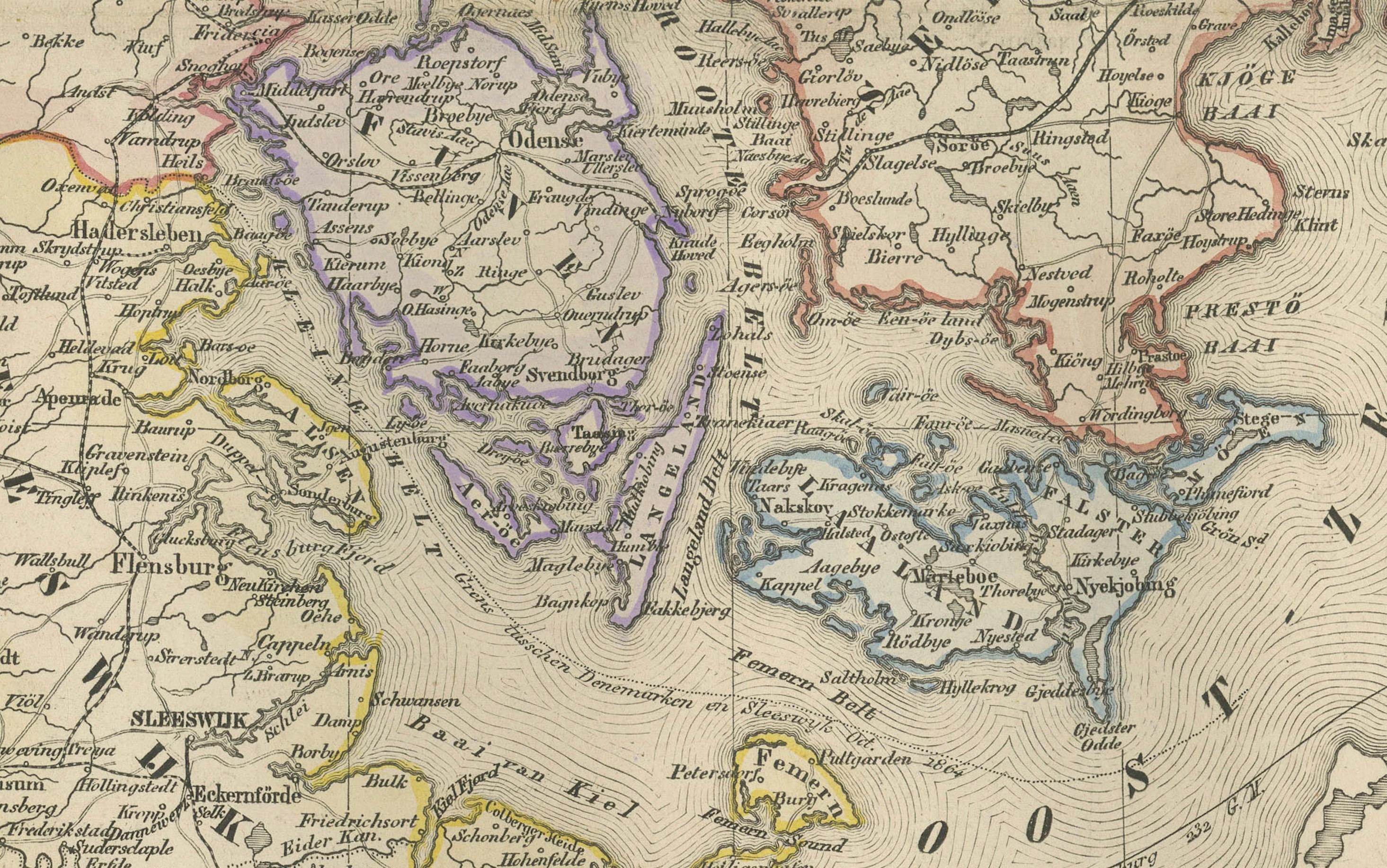 Papier Carte du Danemark, du Schleswig, du Holstein et du Lauenburg - Leiden 1876 en vente