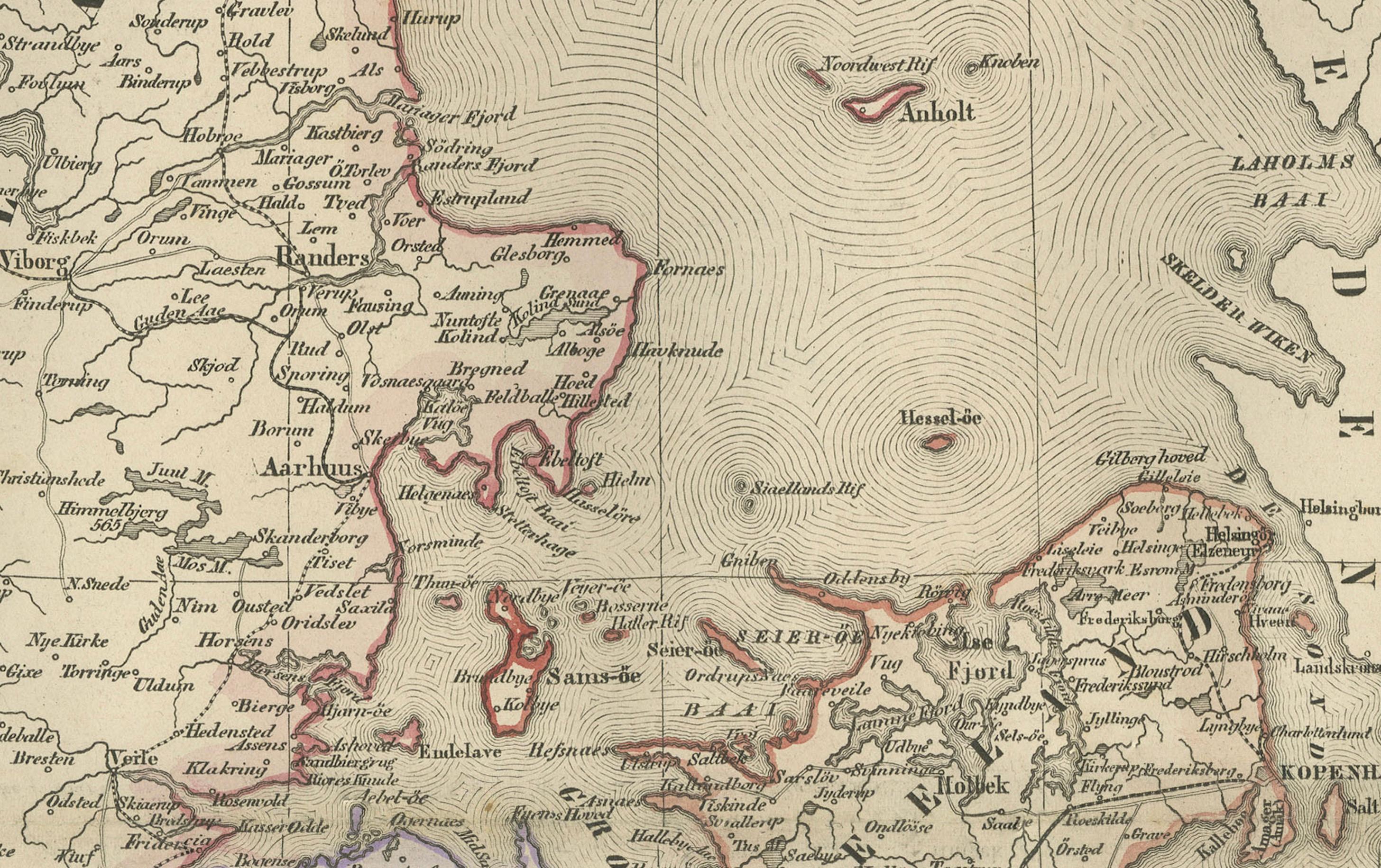 Carte du Danemark, du Schleswig, du Holstein et du Lauenburg - Leiden 1876 en vente 1