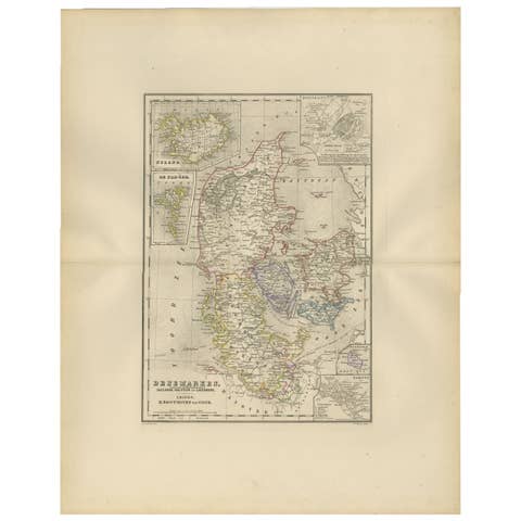 Map of Denmark, Schleswig, Holstein and Lauenburg – Leiden 1876