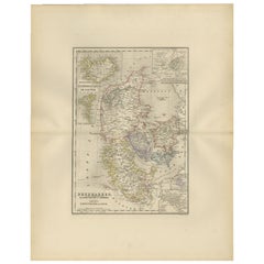 Antique Map of Denmark, Schleswig, Holstein and Lauenburg – Leiden 1876